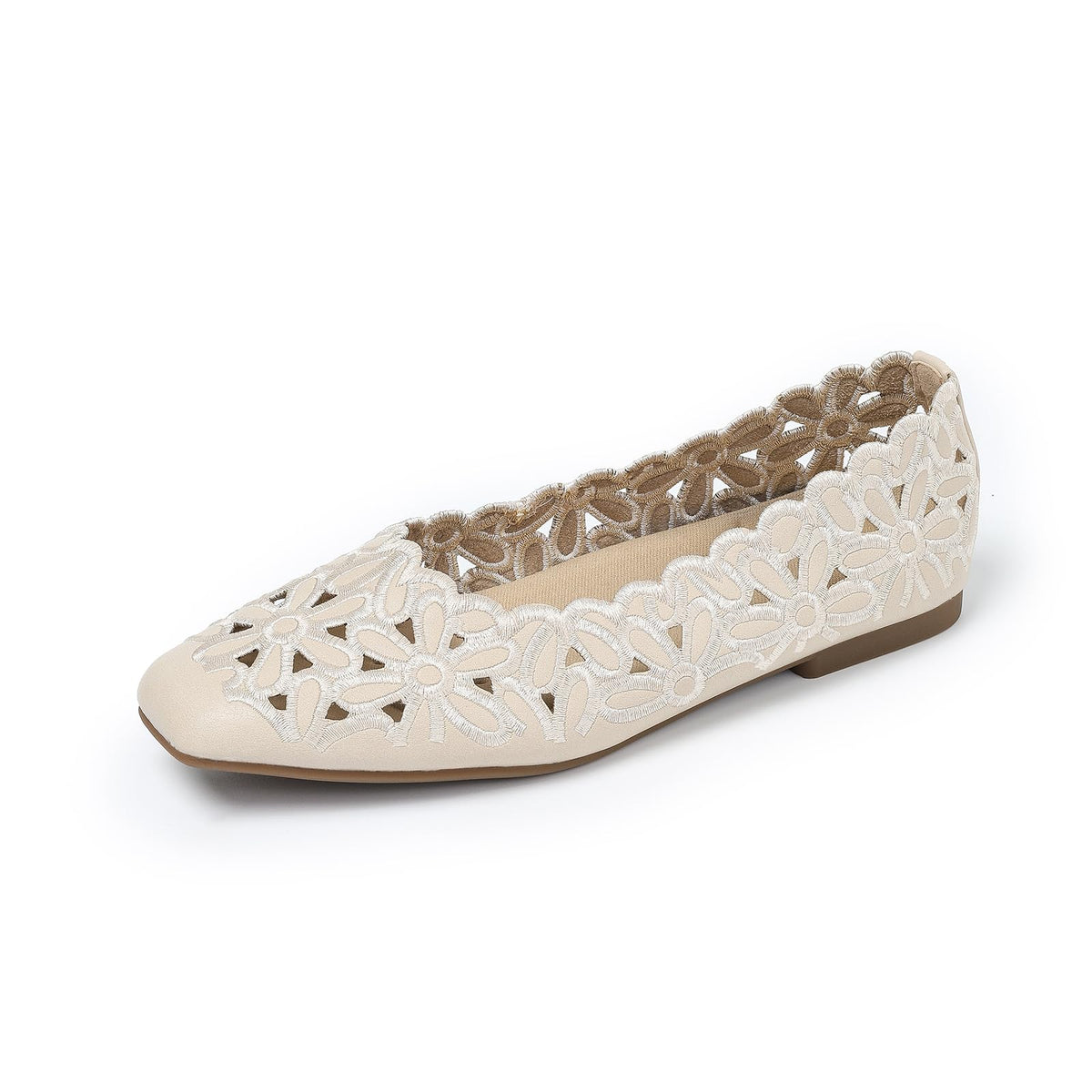Dressy Flats for Women Square Toe Ballet Flats Comfortable Slip On Work Shoes Arch Support Office & Formal