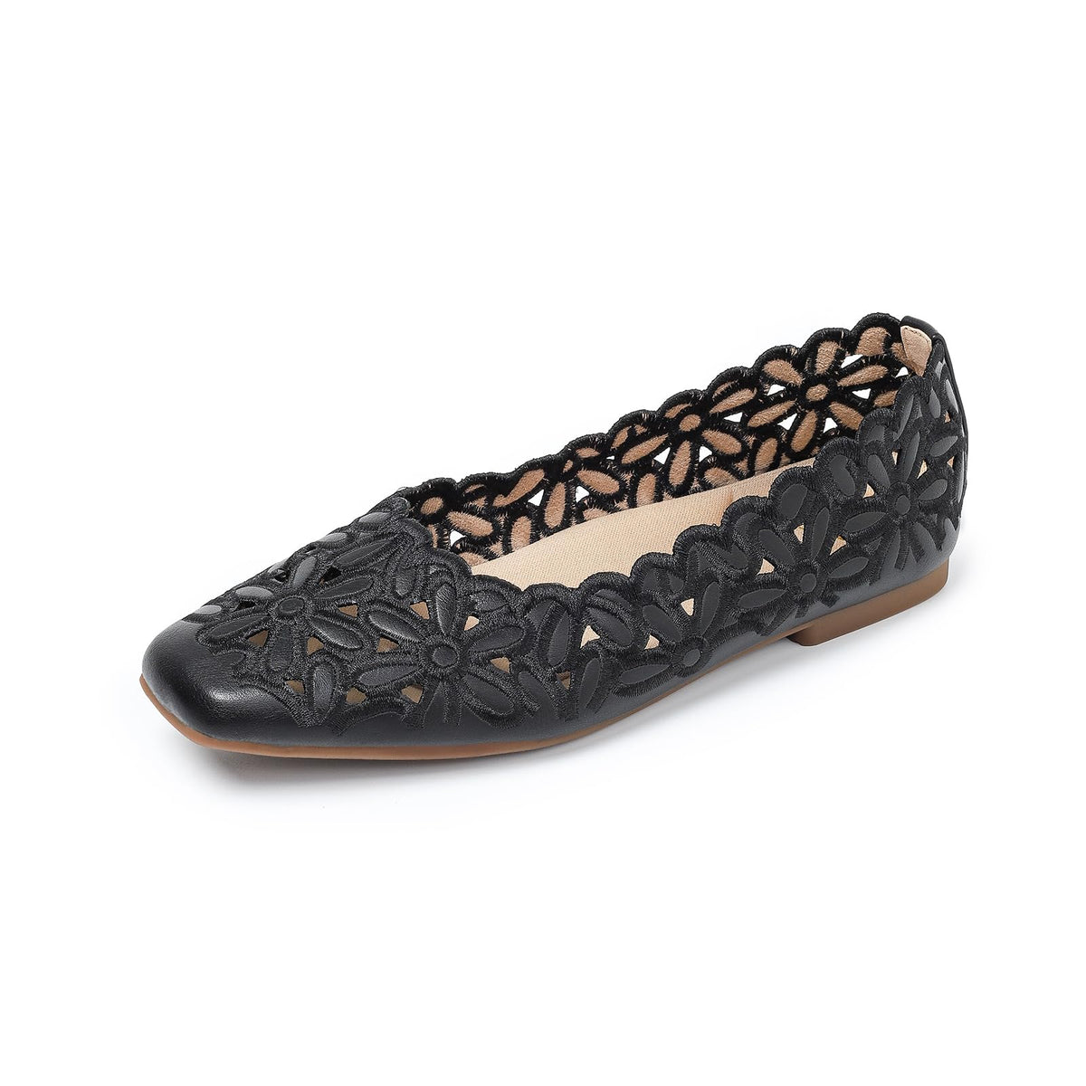 Dressy Flats for Women Square Toe Ballet Flats Comfortable Slip On Work Shoes Arch Support Office & Formal
