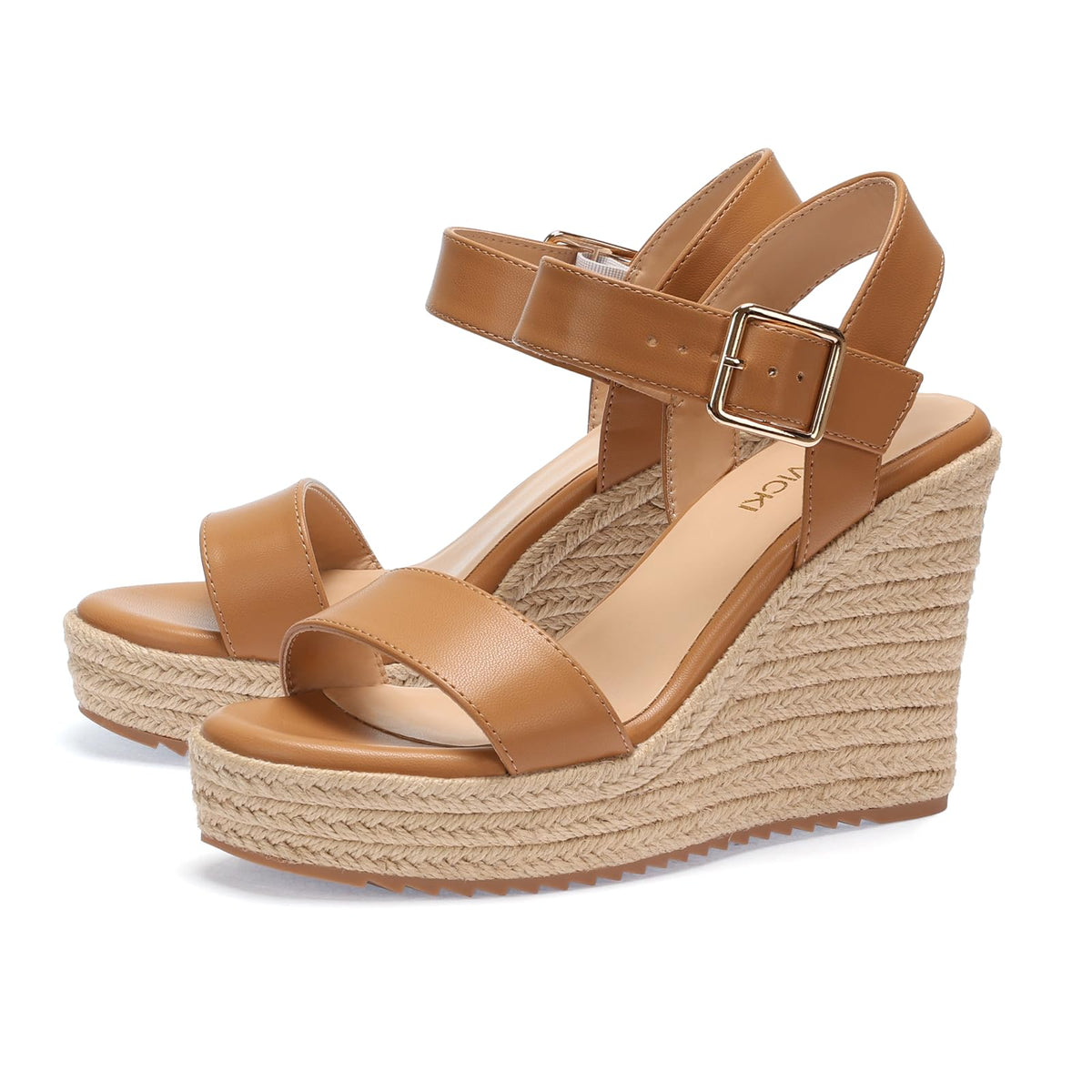 VICKI·VICKI Women's Platform Sandals Wedge Ankle Strap Open Toe Sandals