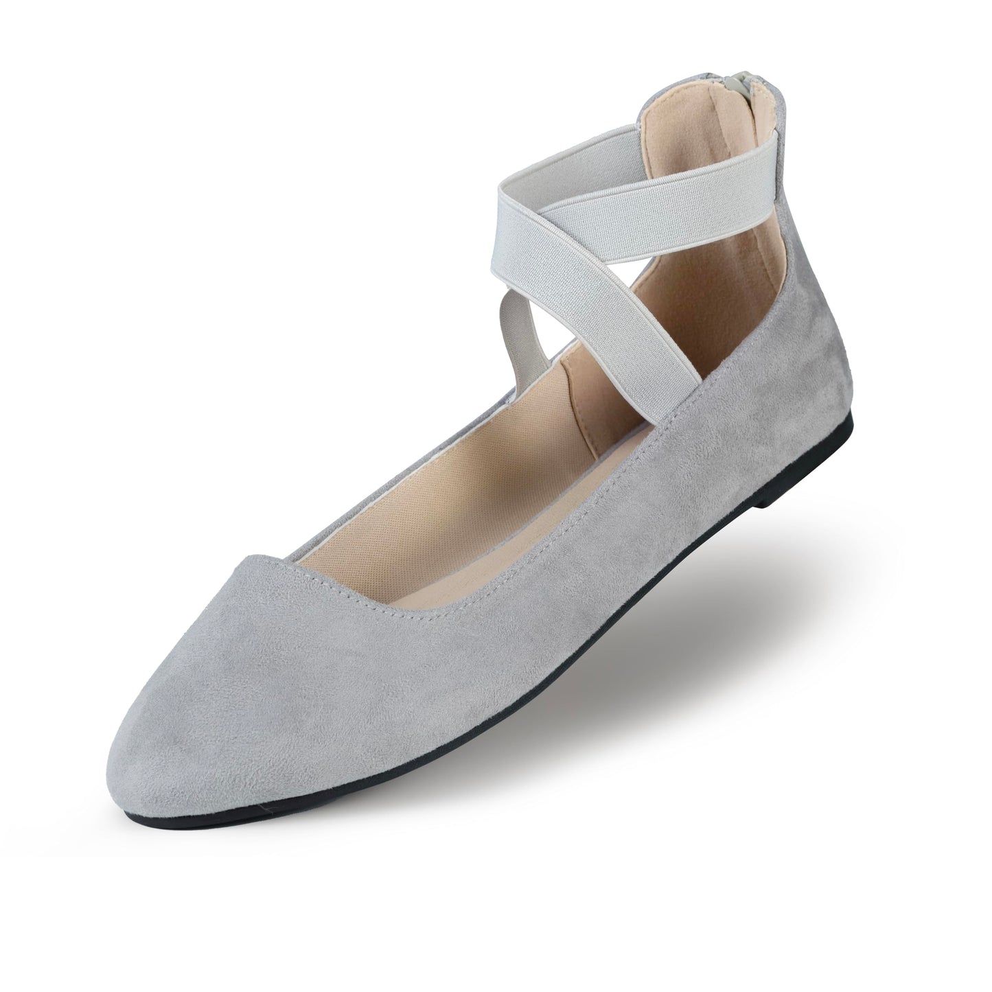 EMMA NEW YORK Ankle Strap Flats for Women | Foam Cushioned Insole, Criss Cross Elastic Strap, Dressy Mary Jane Style