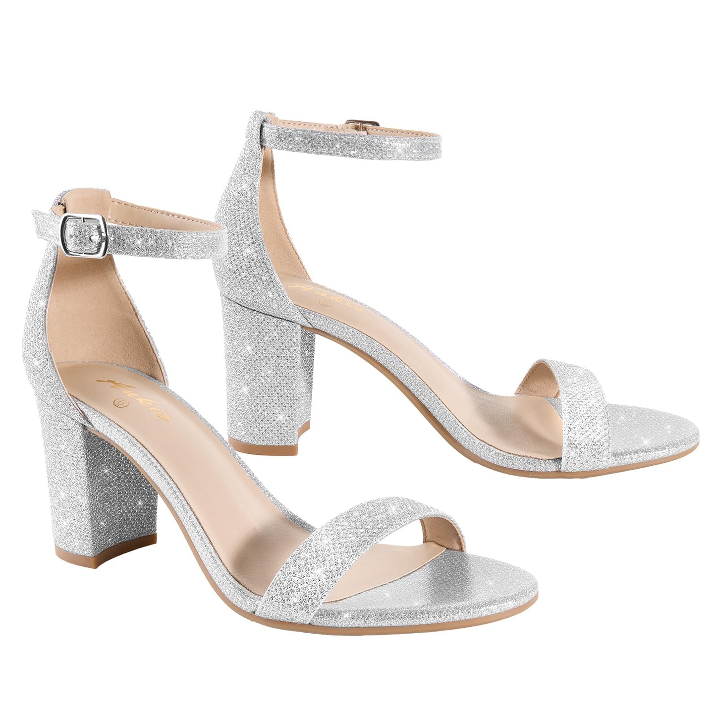 Ankis Heels for Women Open Toe Ankle Strap Chunky Heel Sandals 2.75 Inch