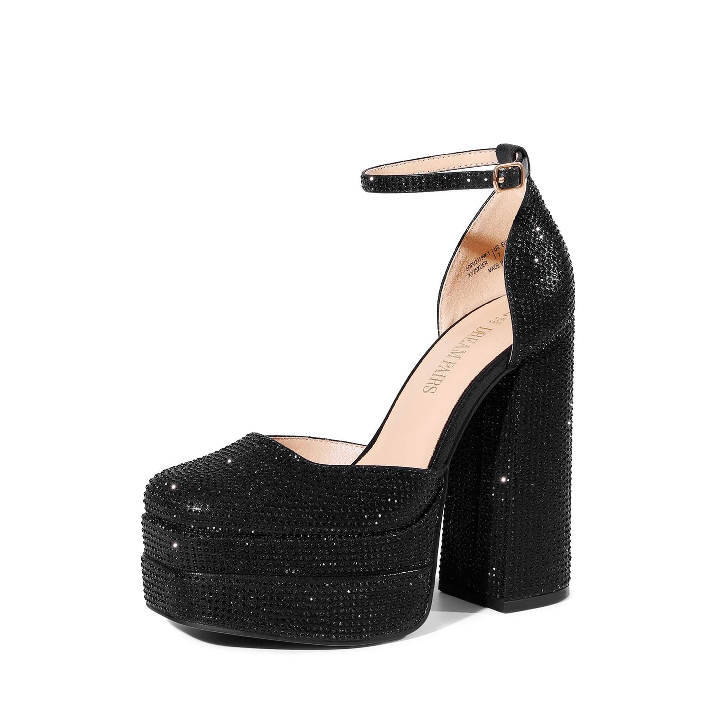 DREAM PAIRS Women's High Platform Closed Toe Heels | Square Toe Ankle Strap Dress Wedding Party Pumps Shoes with 5.5" Height, 1.7" Platform for All-night Glamour