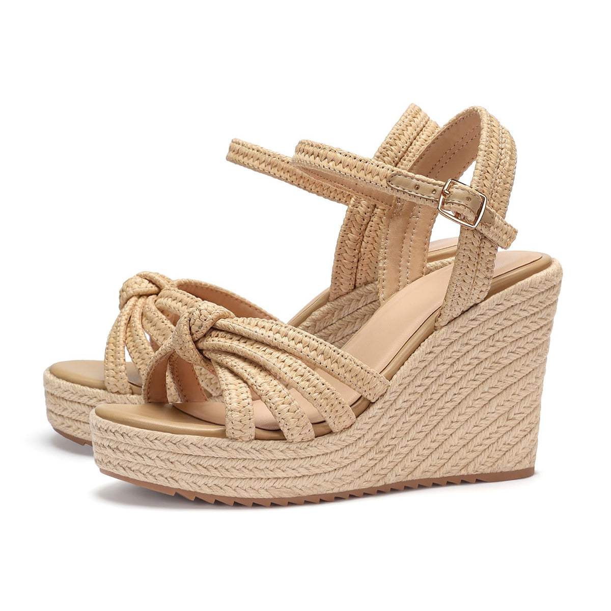 VICKI·VICKI Wedges for Women Platform Sandals Wedge Heels for Sandals Comfortable Summer Espadrille Shoes Ankle Strap&Open Toe
