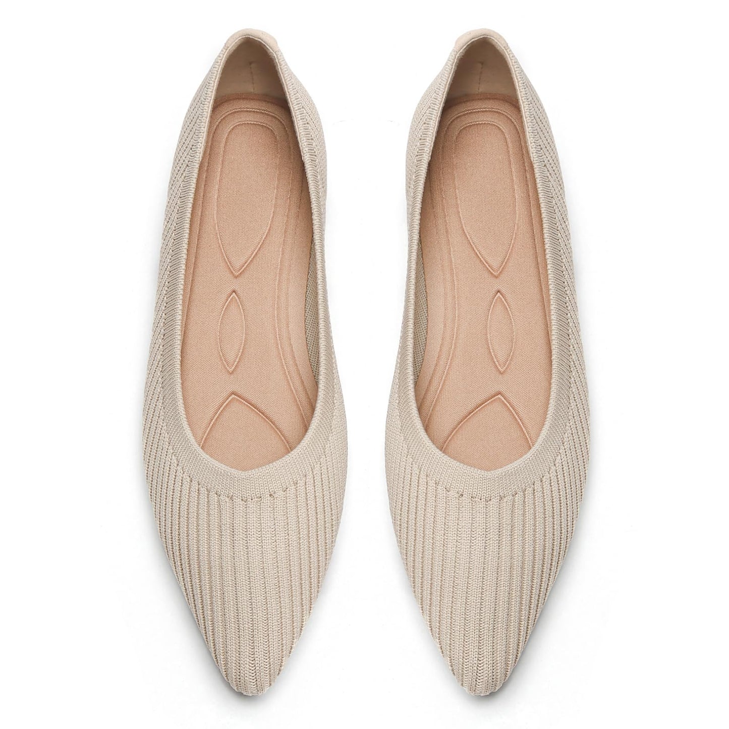 Flats for Women Pointed Toe Knit Foldable Ballet Flat Shoes | Stretch knit upper,built-in arch support,cushioned insole,foldable lightweight design,non-slip sole,office and casual wear