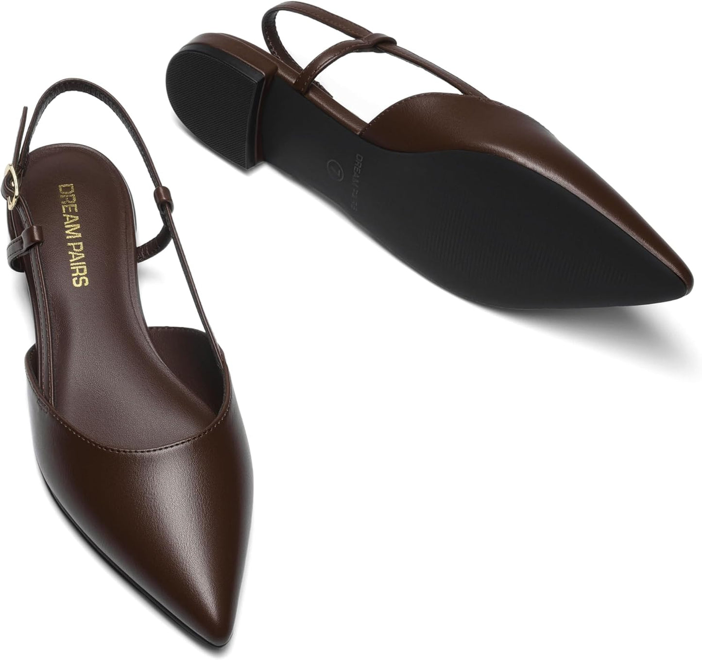 DREAM PAIRS Women's Slingback Dress Ballet Flats | Pointed Toe Flats, Buckle Strap, Classic Low Heel Dress Shoes for Casual Work Office Party