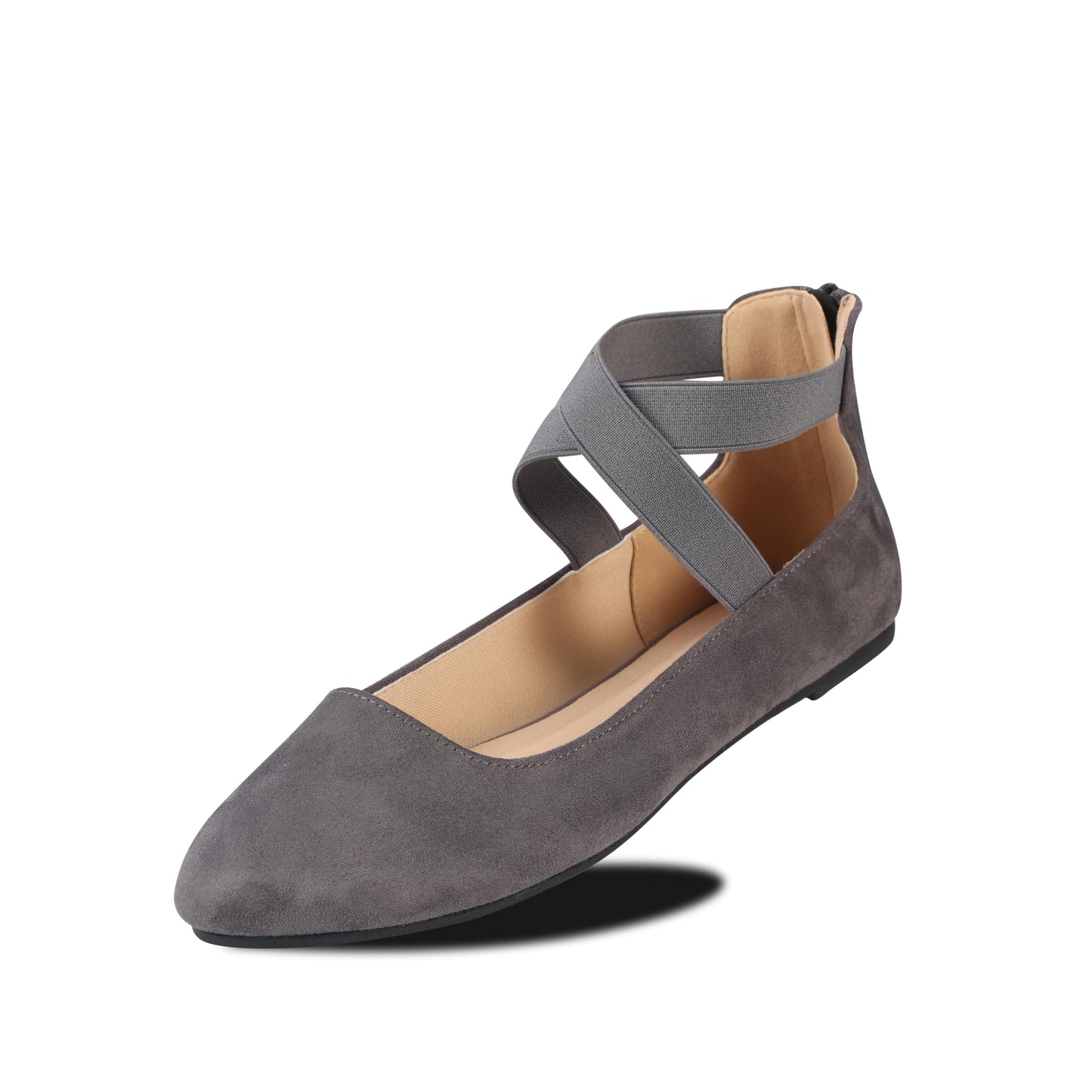 EMMA NEW YORK Ankle Strap Flats for Women | Foam Cushioned Insole, Criss Cross Elastic Strap, Dressy Mary Jane Style