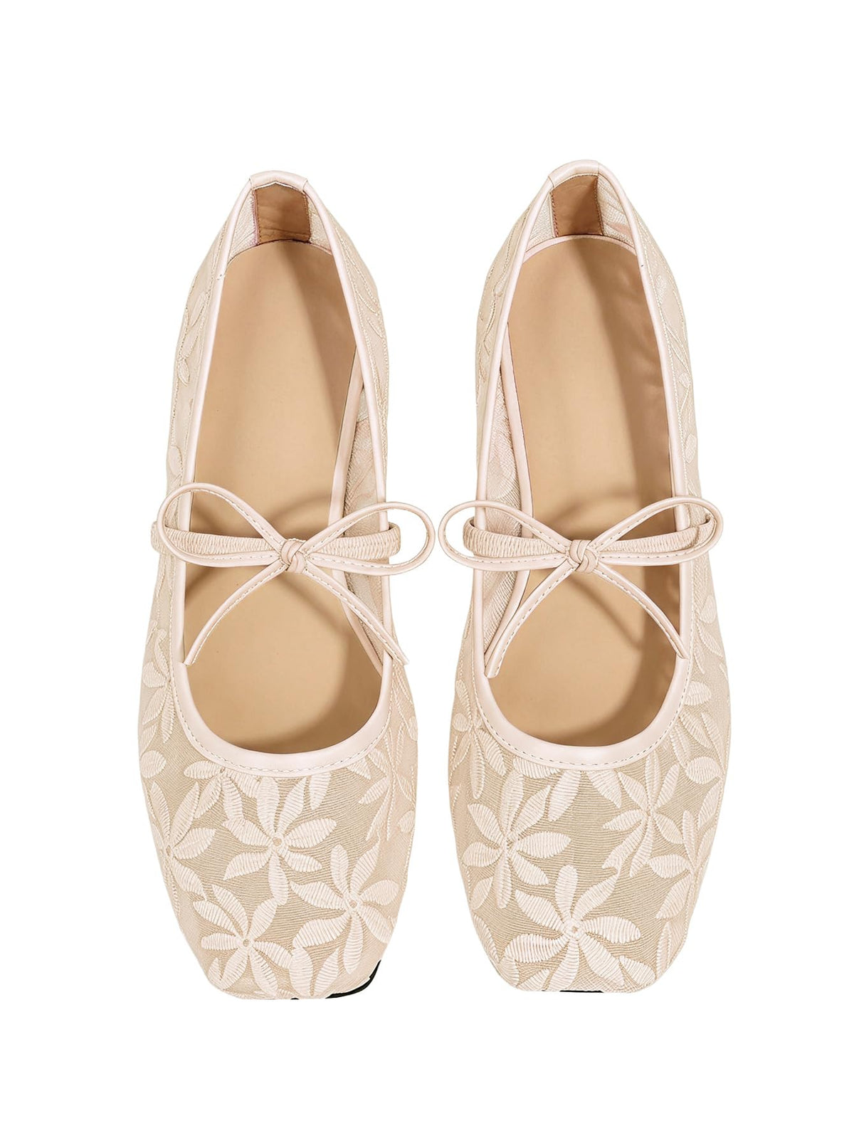 BEAUDRM Women's Polka Dots Mesh Ballet Flats Cute Lace Ballerina Flats | Closed Toe, Square Maryjane Flat, Dressy Casual Work Shoes, Leopard, Lace, Floral, Wedding