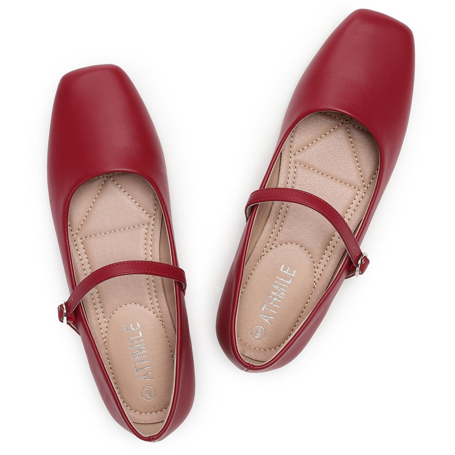 Women‘s Mary Jane Shoes, Ballet Flats for Women, Square Toe Shoes for Women | Comfortable Dressy Adjustable Buckle Strap for Work Office business Casual, Memory Foam PU Sole Slip Resistant Wedding Party