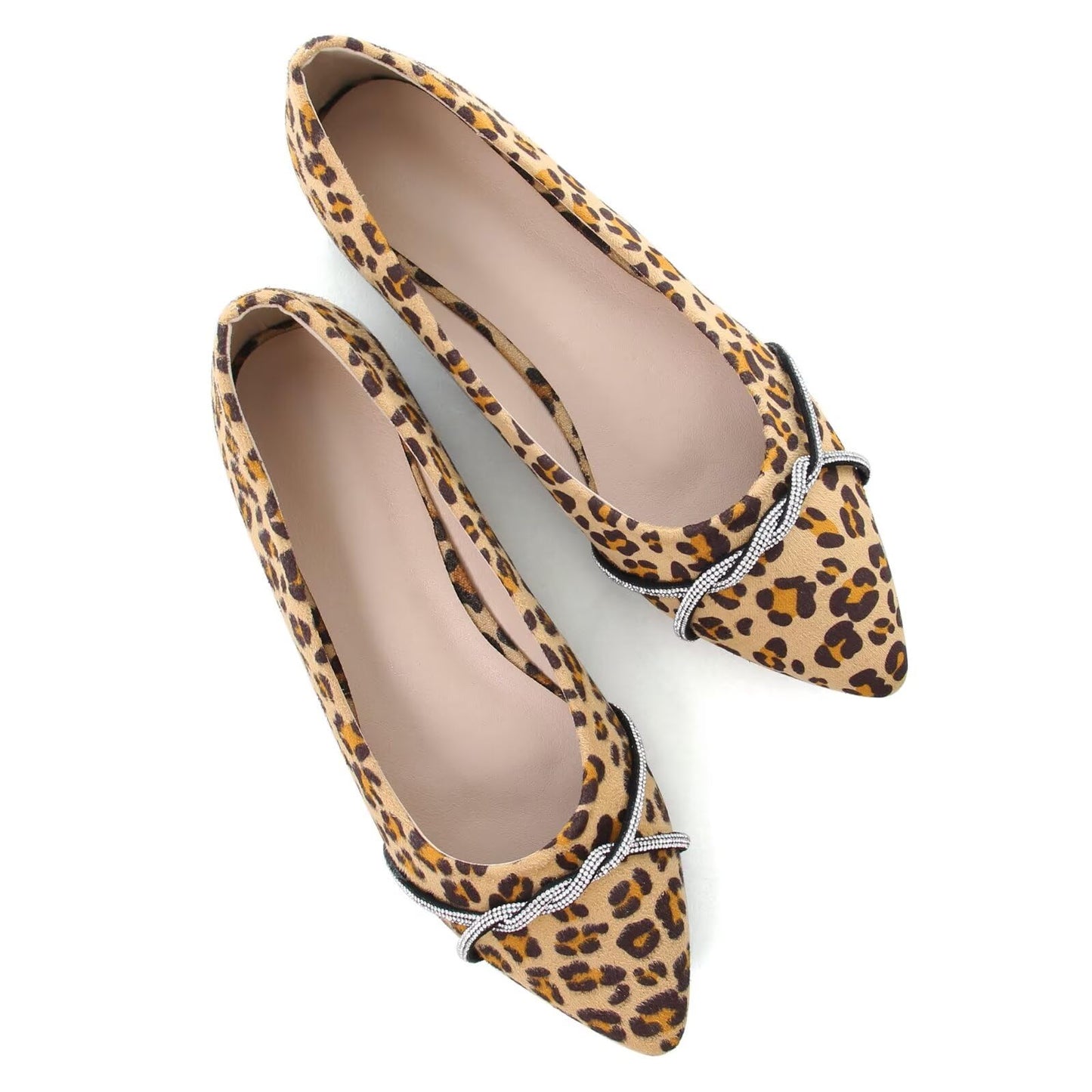 TN TANGNEST Womens Casual Flats Chain Ballet Flats | Fashion Pointed Toe Rhinestone Flats, Comfort Slip On Dress Shoes for Business Work Office Wedding Party