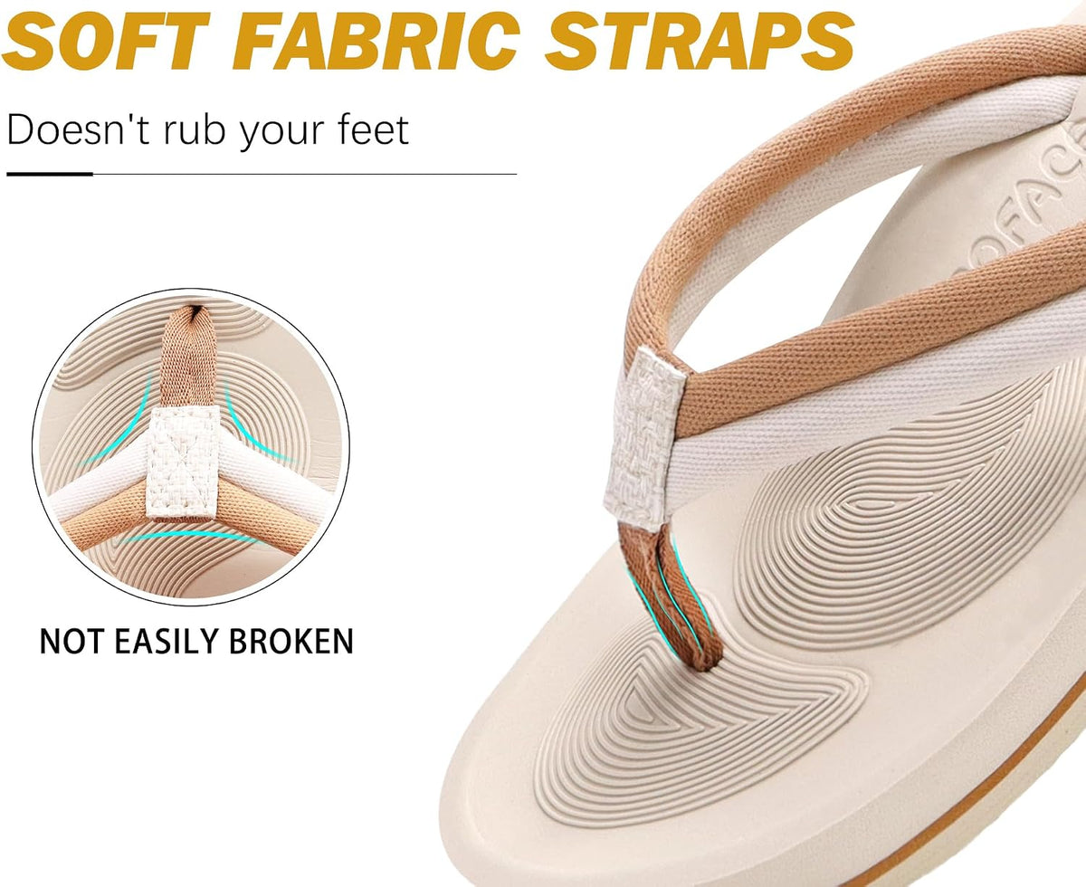 COFACE Flip Flops For Women with Arch Support Comfortable Yoga Mat Orthopedic Sandals Lightweight Womens Flip-Flop