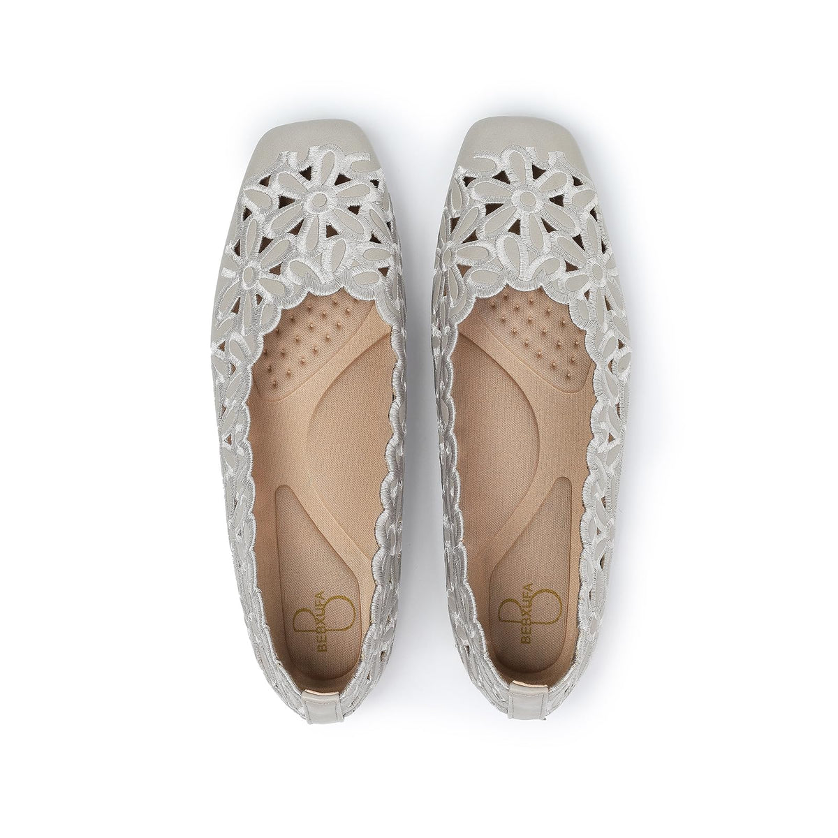 Dressy Flats for Women Square Toe Ballet Flats Comfortable Slip On Work Shoes Arch Support Office & Formal