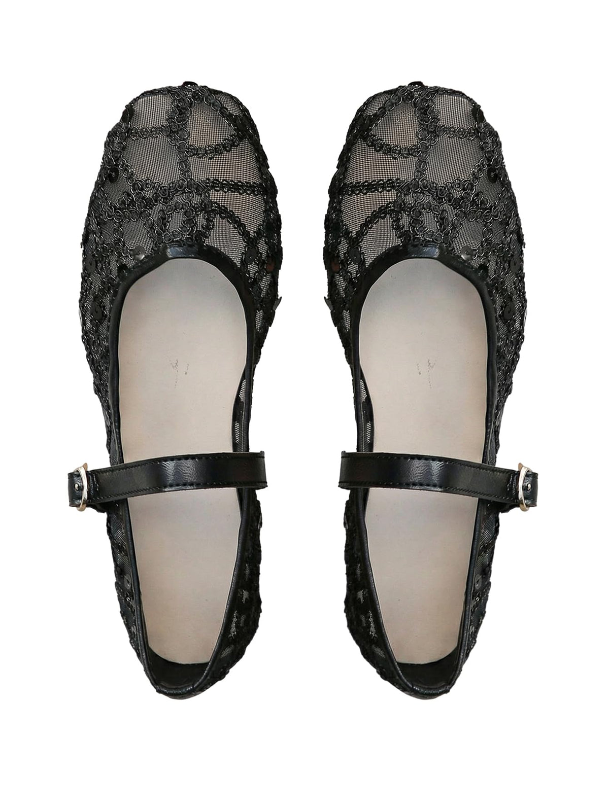 BEAUDRM Women's Polka Dots Mesh Ballet Flats Cute Lace Ballerina Flats | Closed Toe, Square Maryjane Flat, Dressy Casual Work Shoes, Leopard, Lace, Floral, Wedding
