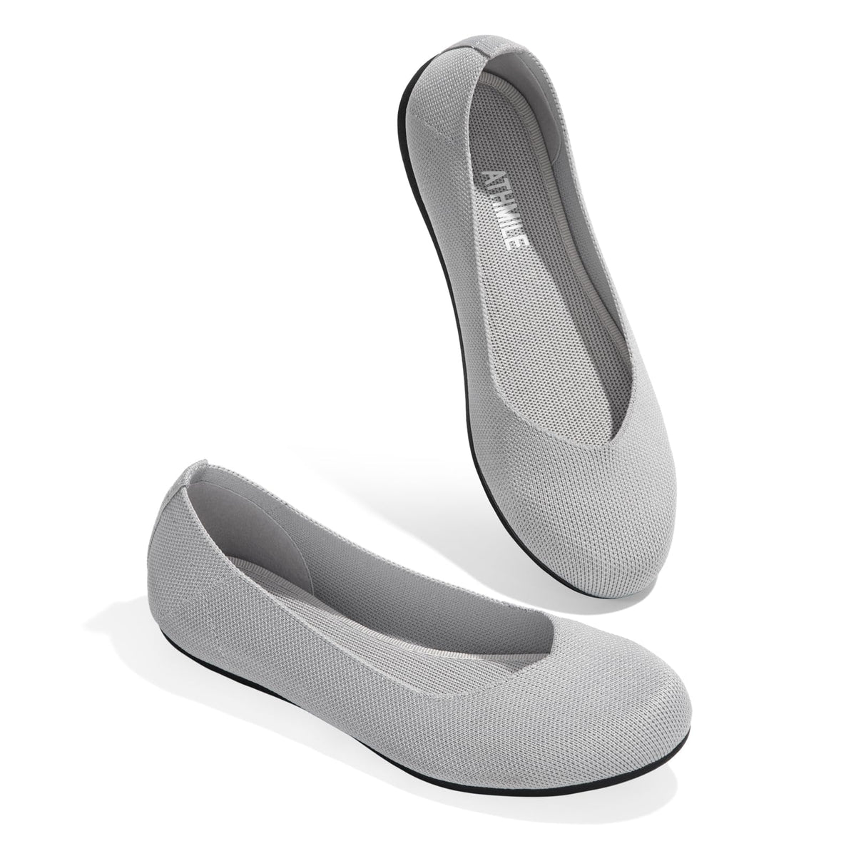 ATHMILE Women's Flat Ballet Shoes Knit Flat Shoes for Women Round Toe | Slip on Women Flats for Dressy Casual Office Work Wedding Comfort Soft