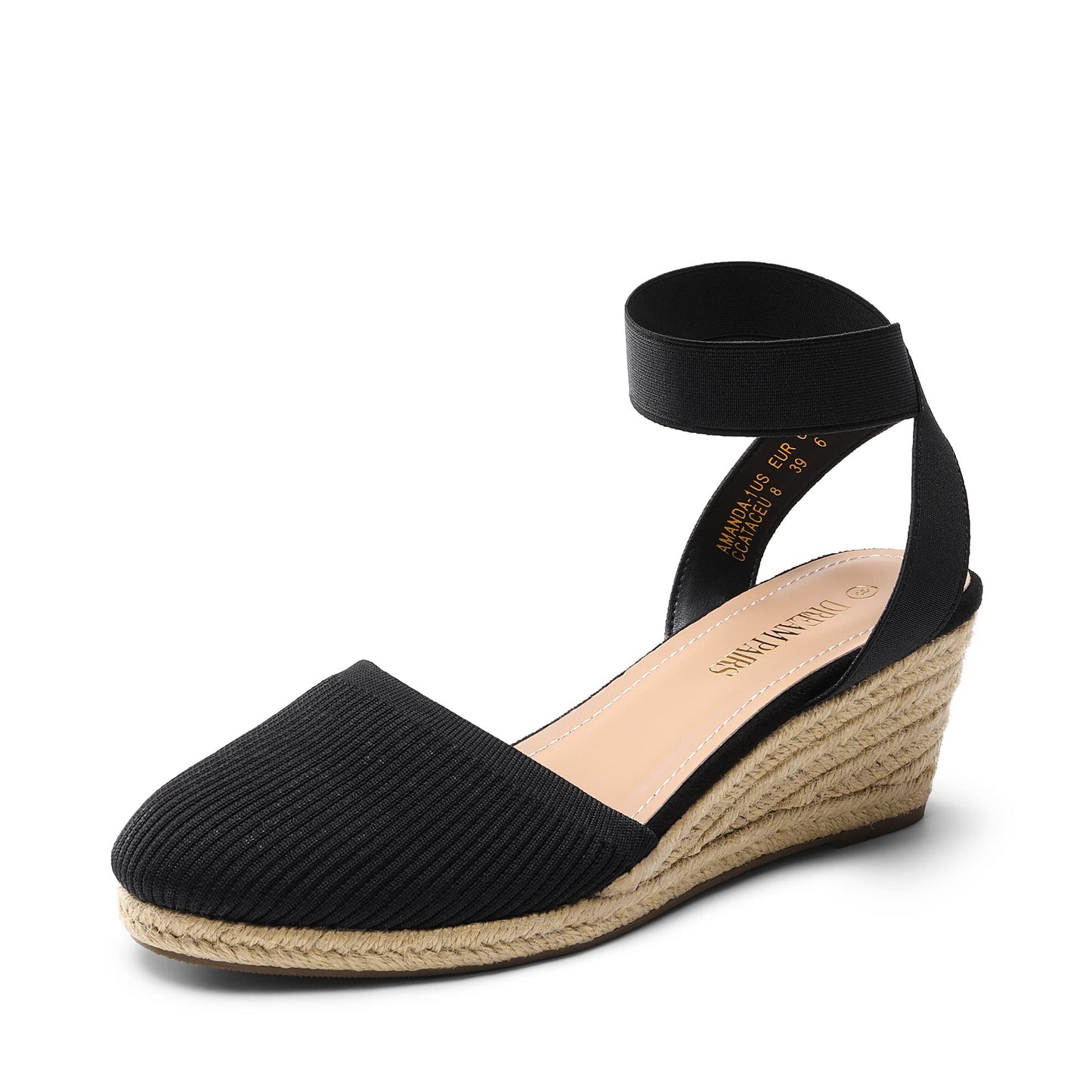 DREAM PAIRS Women's Ankle Strap Wedge Sandals | Espadrilles Sandals, Elastic Ankle Strap, Cushioned Comfort for Summer Outfit, Fashion Dressy Shoes