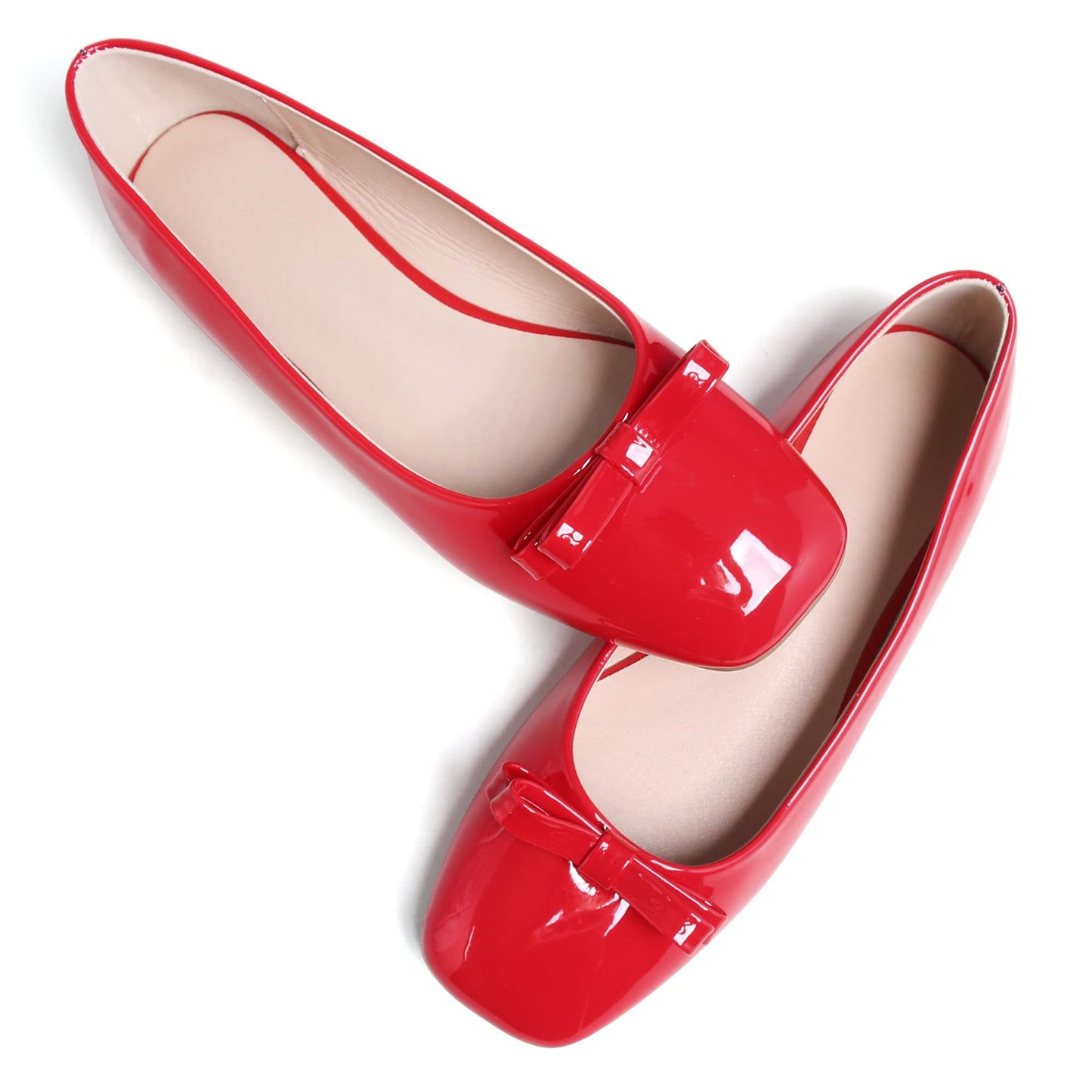 Dear Time Women's Casual Foldable Ballet Flats Square Toe Ballerina Flats Shoes Comfortable