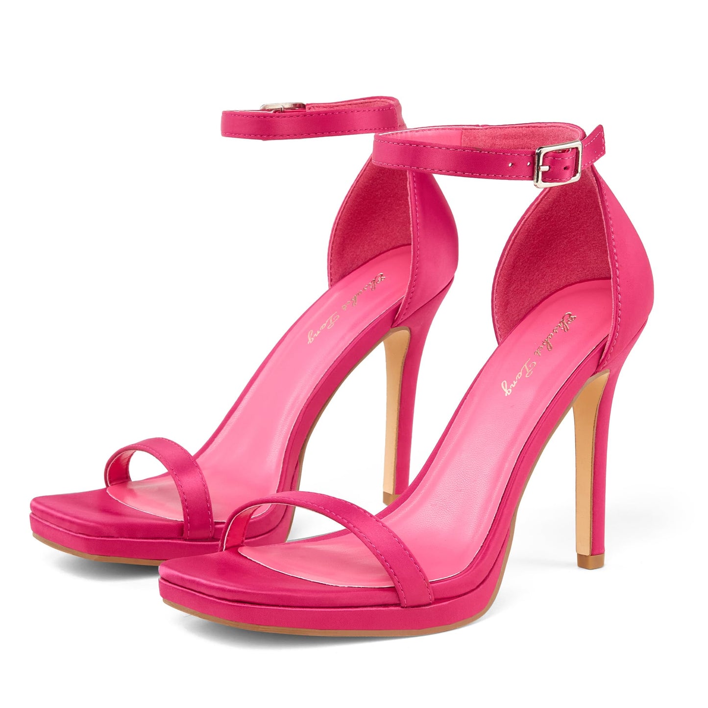 Elisabet Tang Women’s Stilettos Heeled Sandals Open Square Toe Heels,4.3 Inch Open Toe Strappy Sexy High Heels Ankle Strap Buckle Heels for Party Wedding Dress Daily Wear Shoes