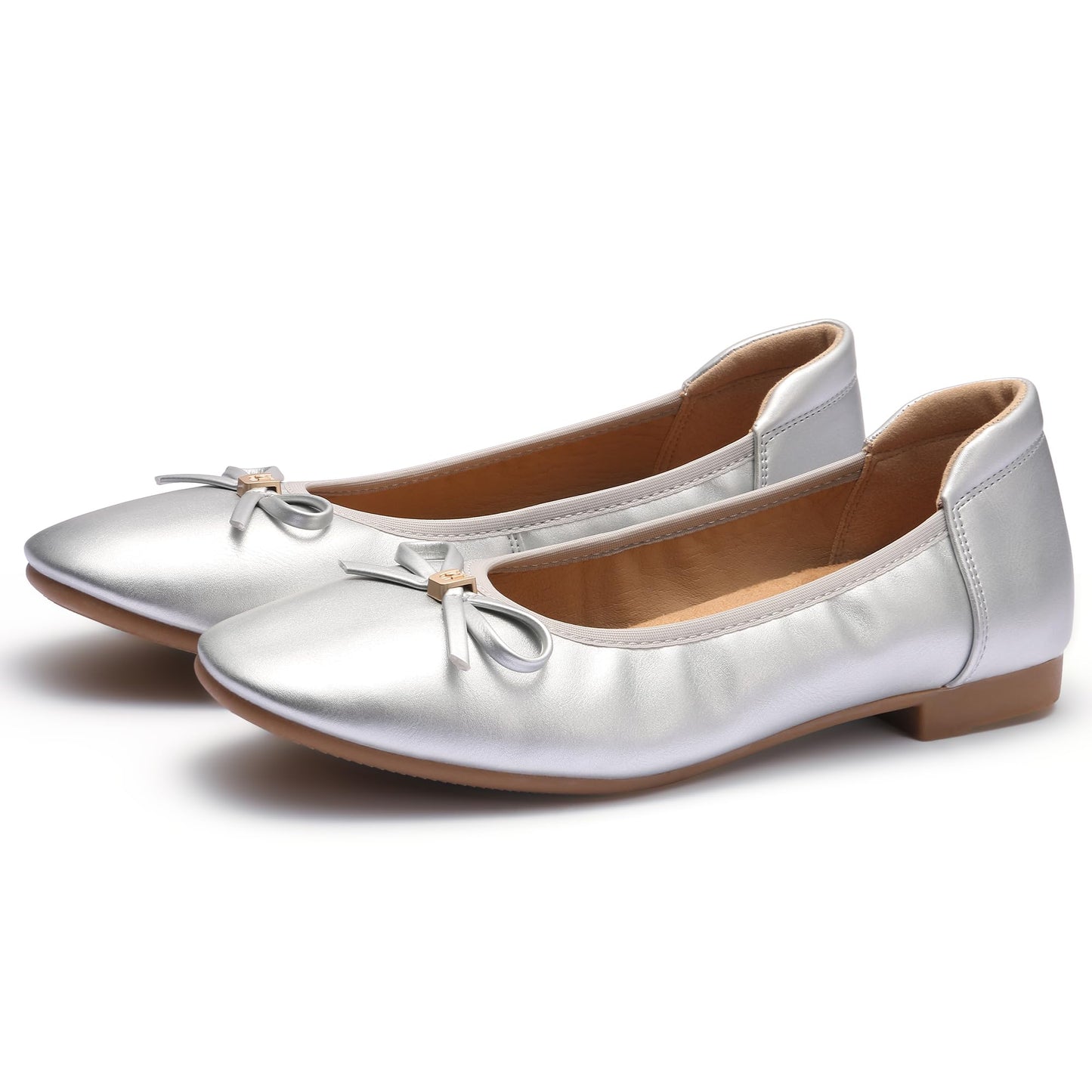 Women's Comfortable Ballet Flats Round Toe Flat Shoes for Women Bow Dressy Flats Shoes with Arch Support Insole