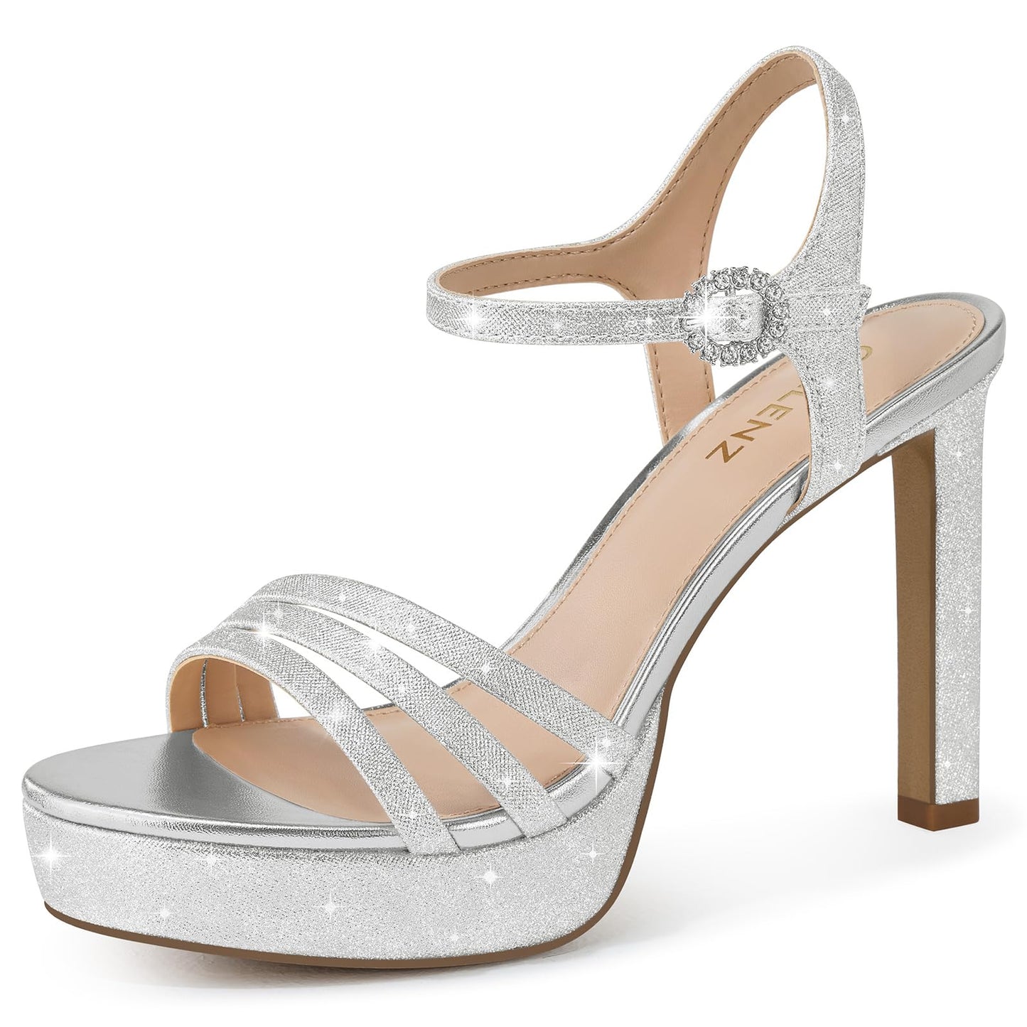 CELLENZ Women Strappy High Heels: 4.3 Inch Comfortable Heel Sandals | Stiletto Platform Heeled - All Day Wear for Lady - Prom Party Dressy Night out Wedding Bridal Shoes