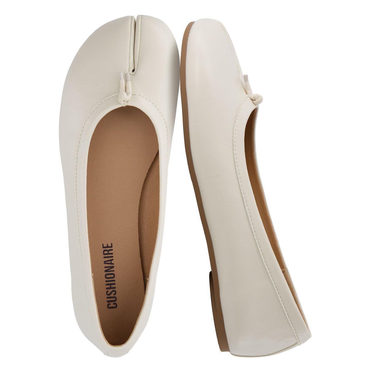 CUSHIONAIRE Maki Tabi Flats for Women, Split Toe Ballet Flats with Flexible Sole and Cushioned Footbed