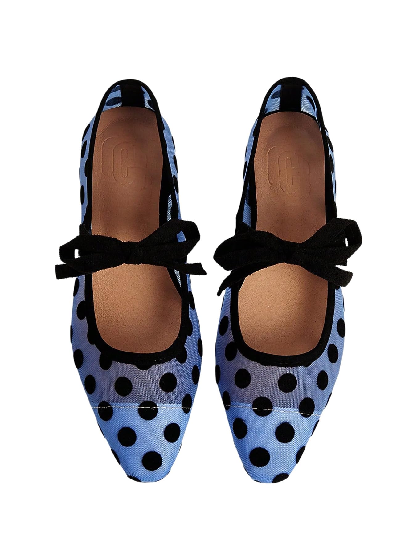 BEAUDRM Women's Polka Dots Mesh Ballet Flats Cute Lace Ballerina Flats | Closed Toe, Square Maryjane Flat, Dressy Casual Work Shoes, Leopard, Lace, Floral, Wedding