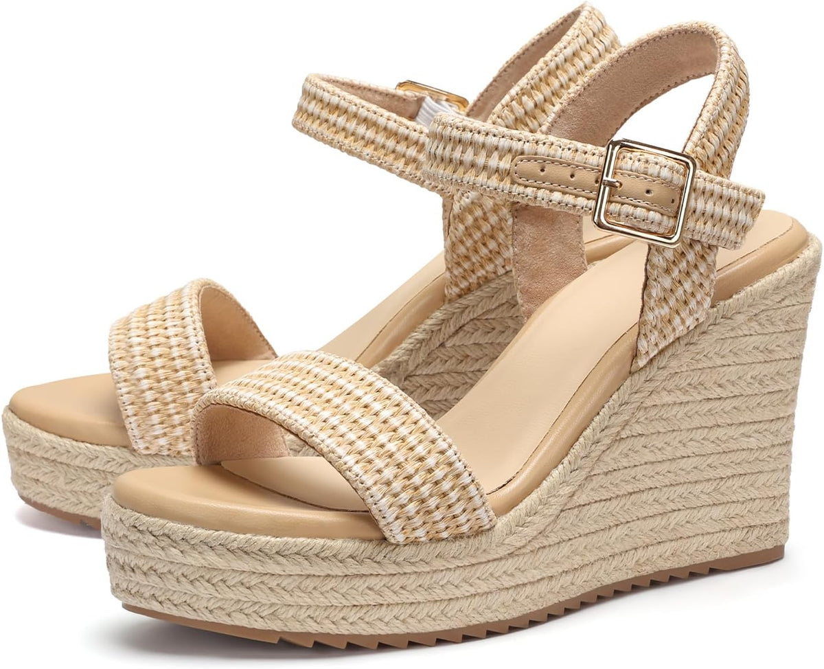 VICKI·VICKI Women's Platform Sandals Wedge Ankle Strap Open Toe Sandals