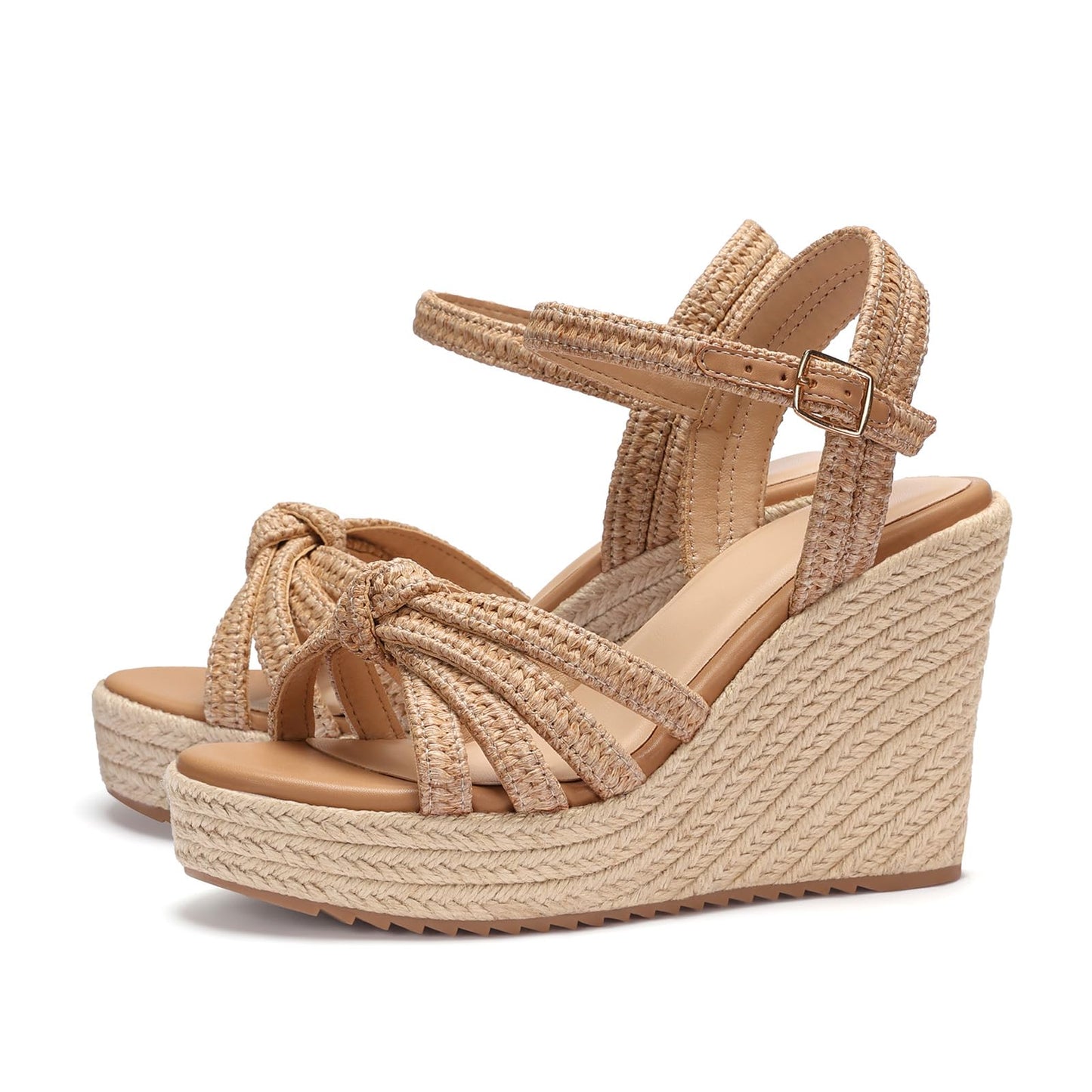 VICKI·VICKI Wedges for Women Platform Sandals Wedge Heels for Sandals Comfortable Summer Espadrille Shoes Ankle Strap&Open Toe