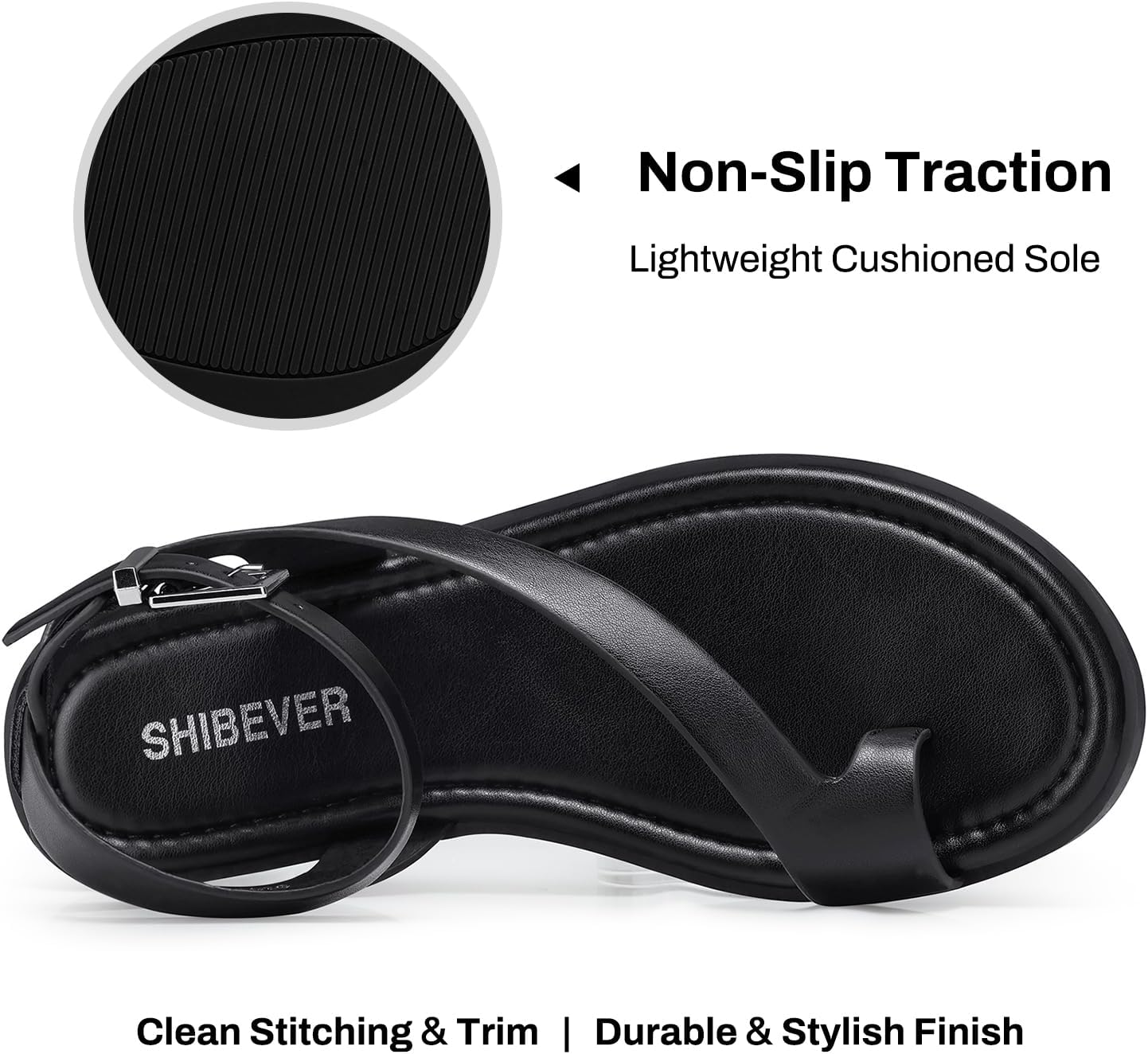 SHIBEVER Flat Sandals for Women Dressy: Comfortable Strappy Sandals Summer | Toe Loop, Adjustable Buckle Ankle Strap, Casual Walking Dress Shoes for Beach Travel Vacation 2026 Size 6-11
