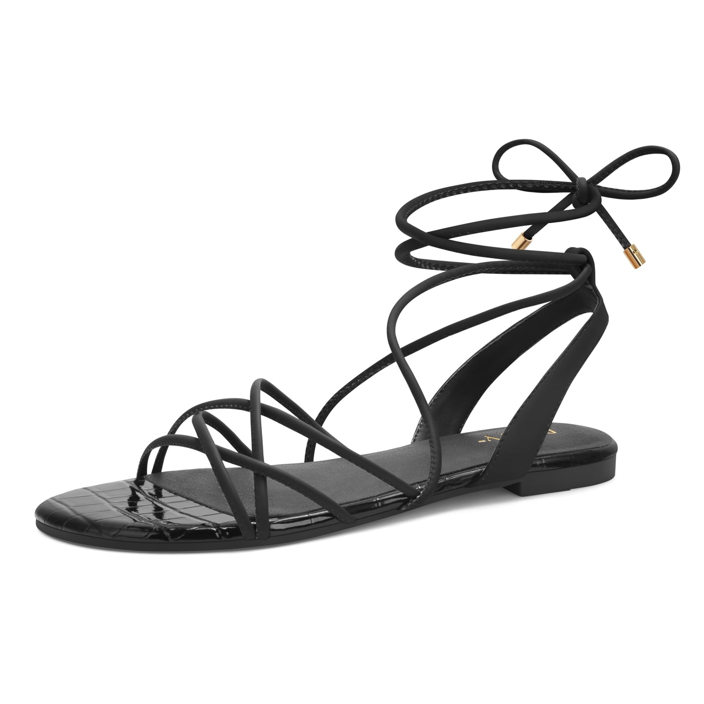 PARTY Women's Strappy Sandals Gladiator Lace Up Flats Summer Wrap Open Toe Tie Up Shoes