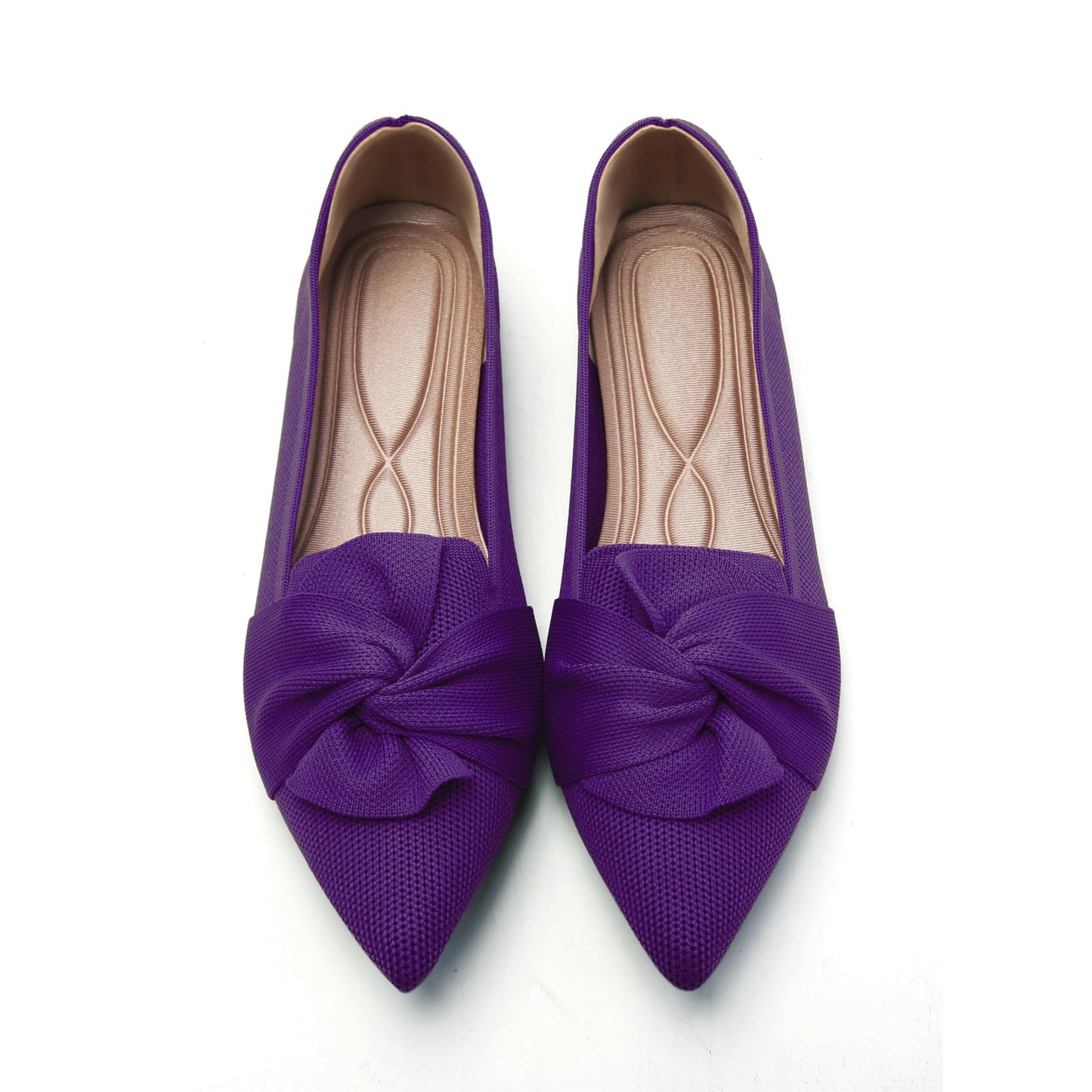 HIULYCENCE Flats for Women Pointed Toe Ballet Flats | Comfortable Knit Breathable Dressy Casual Flats with Bow for Business Work Office Walking Flat Shoes