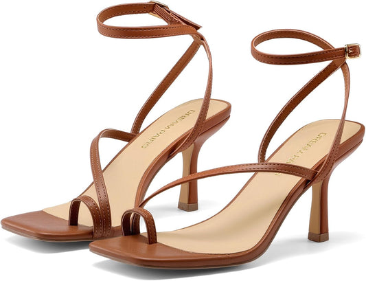DREAM PAIRS Women's Kitten Low Heel Sandals | Square Open Toe Adjustable Ankle Strappy Summer Sandals, Flip Flop Fashion and Comfortable Dressy Shoes 2026 for Daily Party