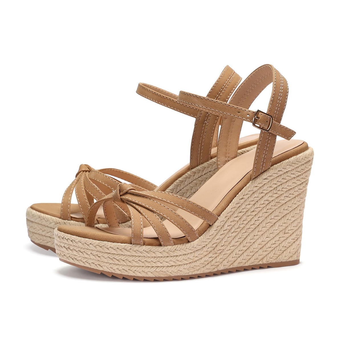 VICKI·VICKI Wedges for Women Platform Sandals Wedge Heels for Sandals Comfortable Summer Espadrille Shoes Ankle Strap&Open Toe