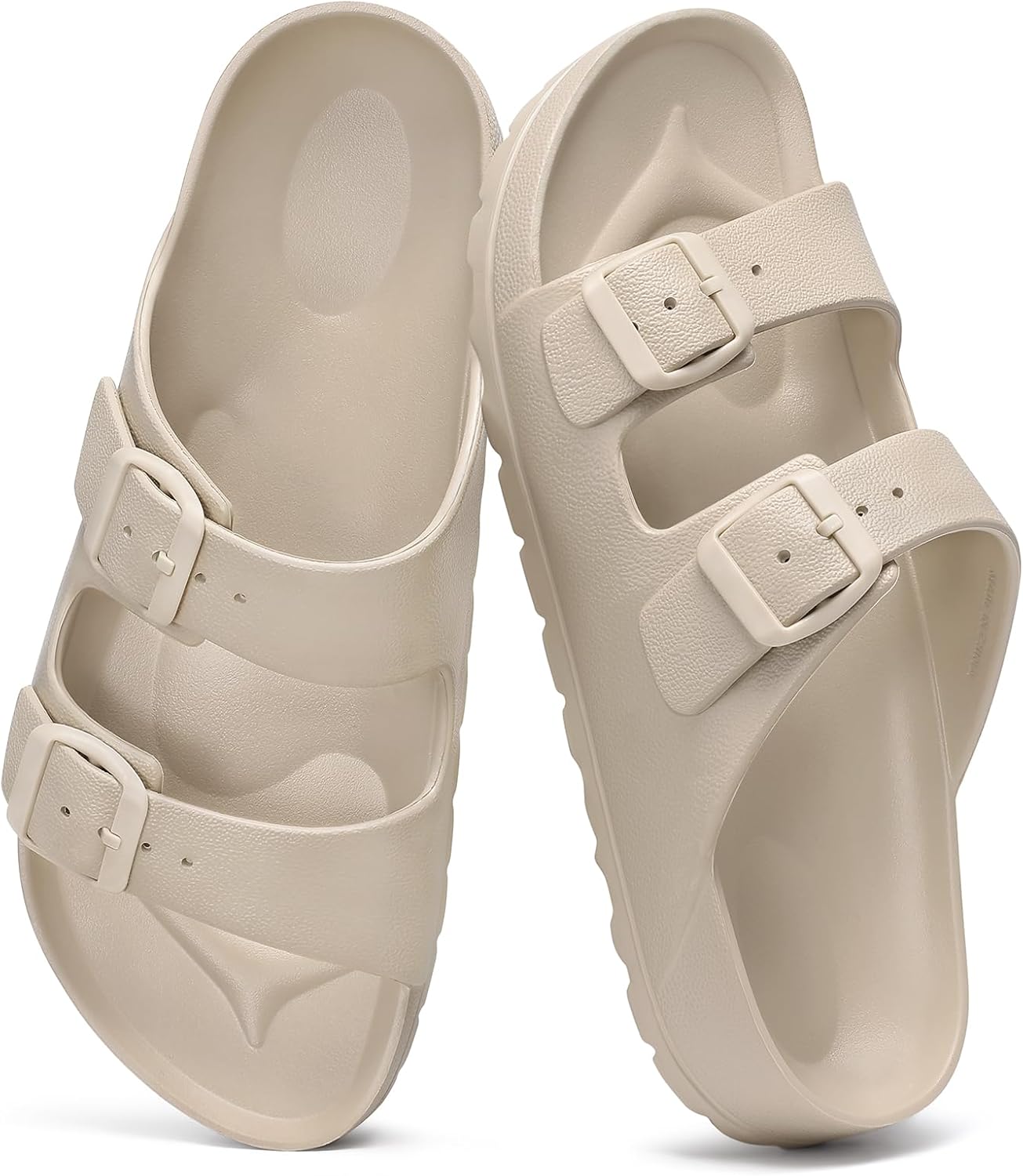 shevalues Women's Comfort EVA Sandals Medium Arch Support Beach Slides | Adjustable Double Buckle, Waterproof, Lightweight, Soft Cushioned, Non-slip, Slip-On