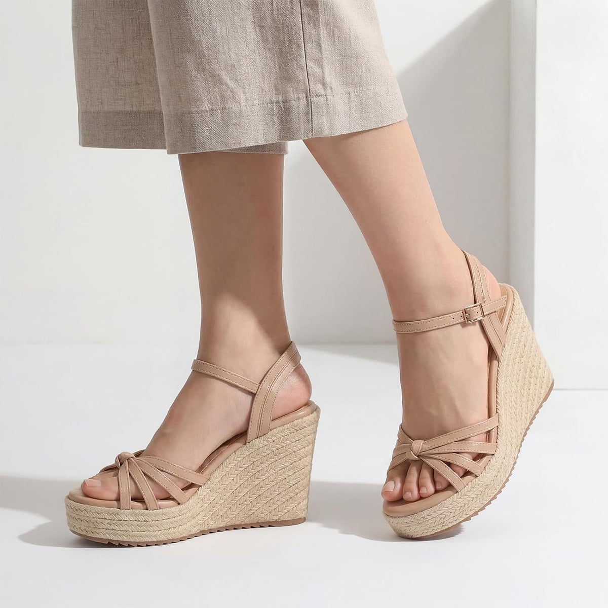 VICKI·VICKI Wedges for Women Platform Sandals Wedge Heels for Sandals Comfortable Summer Espadrille Shoes Ankle Strap&Open Toe