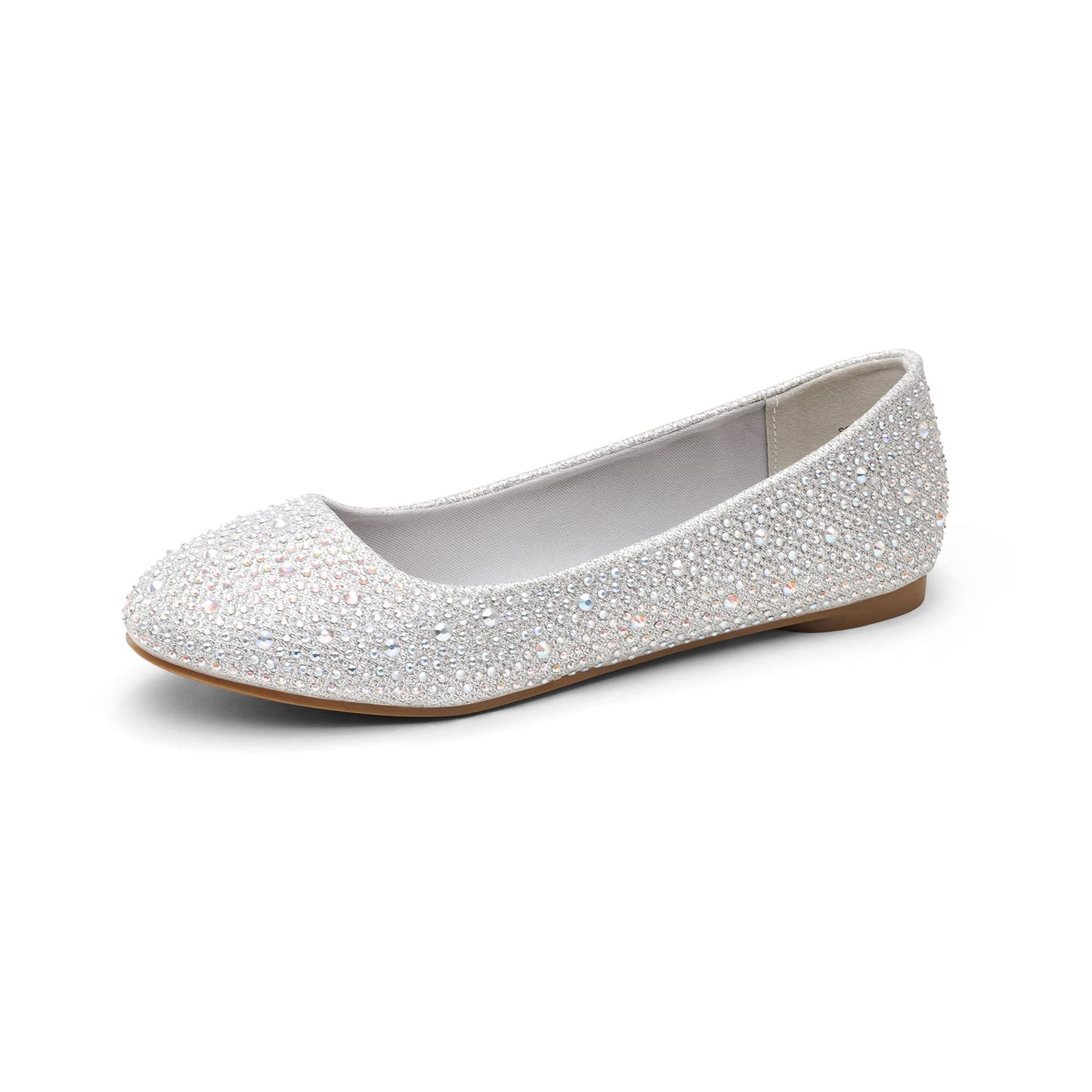 DREAM PAIRS Ballet Flats for Women Rhinestone Round Toe Slip-On Dressy Comfortable Shoes for Wedding Formal Prom Daily Work