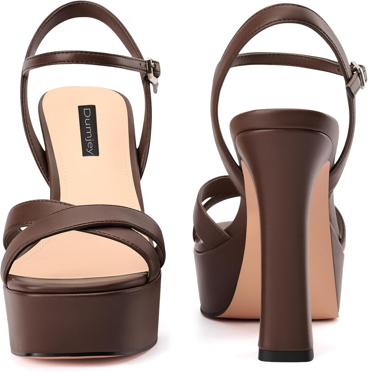 Platform Heels for Women Chunky High Heel Sandals with Ankle Strap | Ankle strap, Square open toe, Sexy pageant heels, Dress evening sandals, Party wedding shoes, Shiny shoes