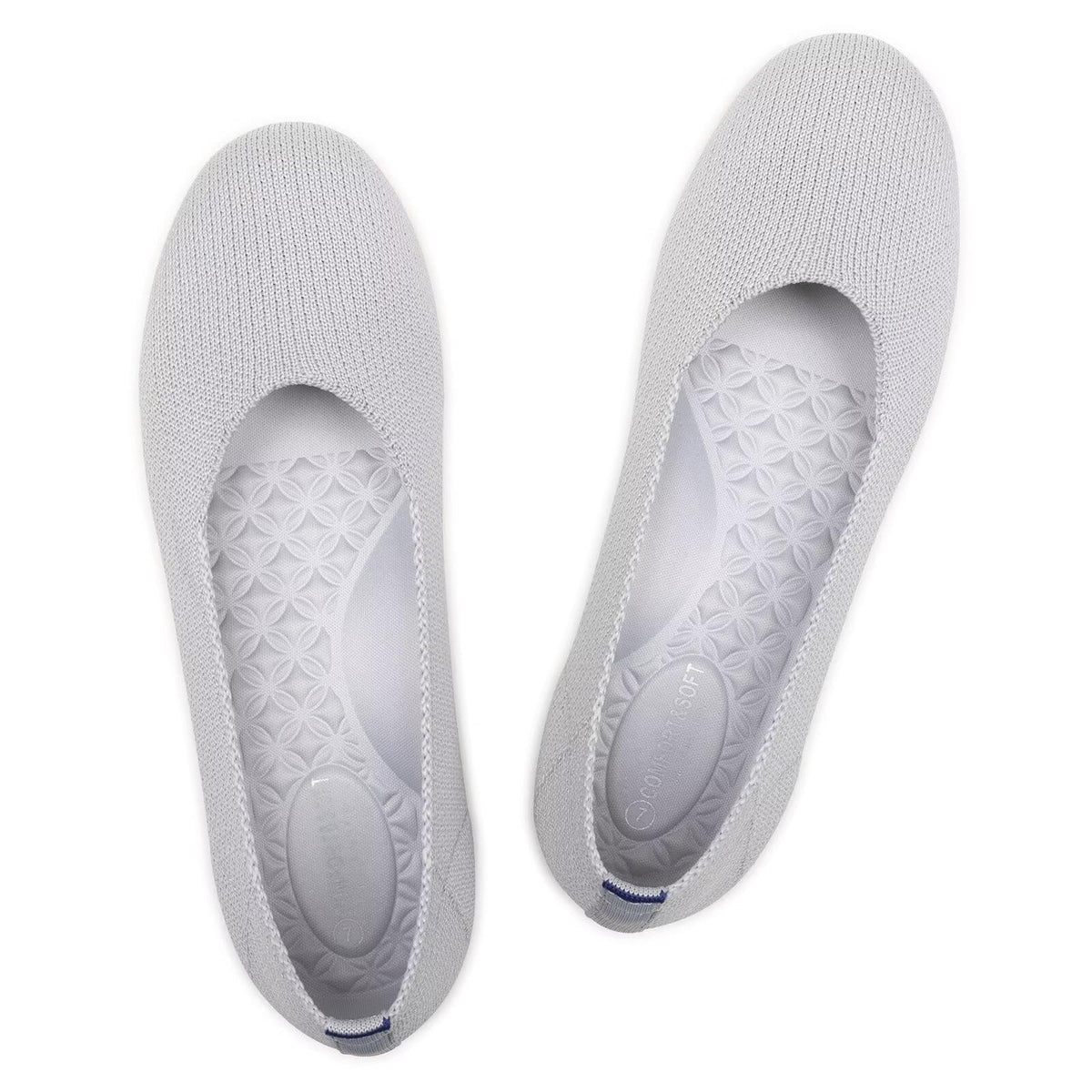 Frank Mully Women’s Ballet Flat Shoes Knit Dress Shoes Round Toe Slip On Ballerina Flats for Woman Low Wedge Comfort Soft