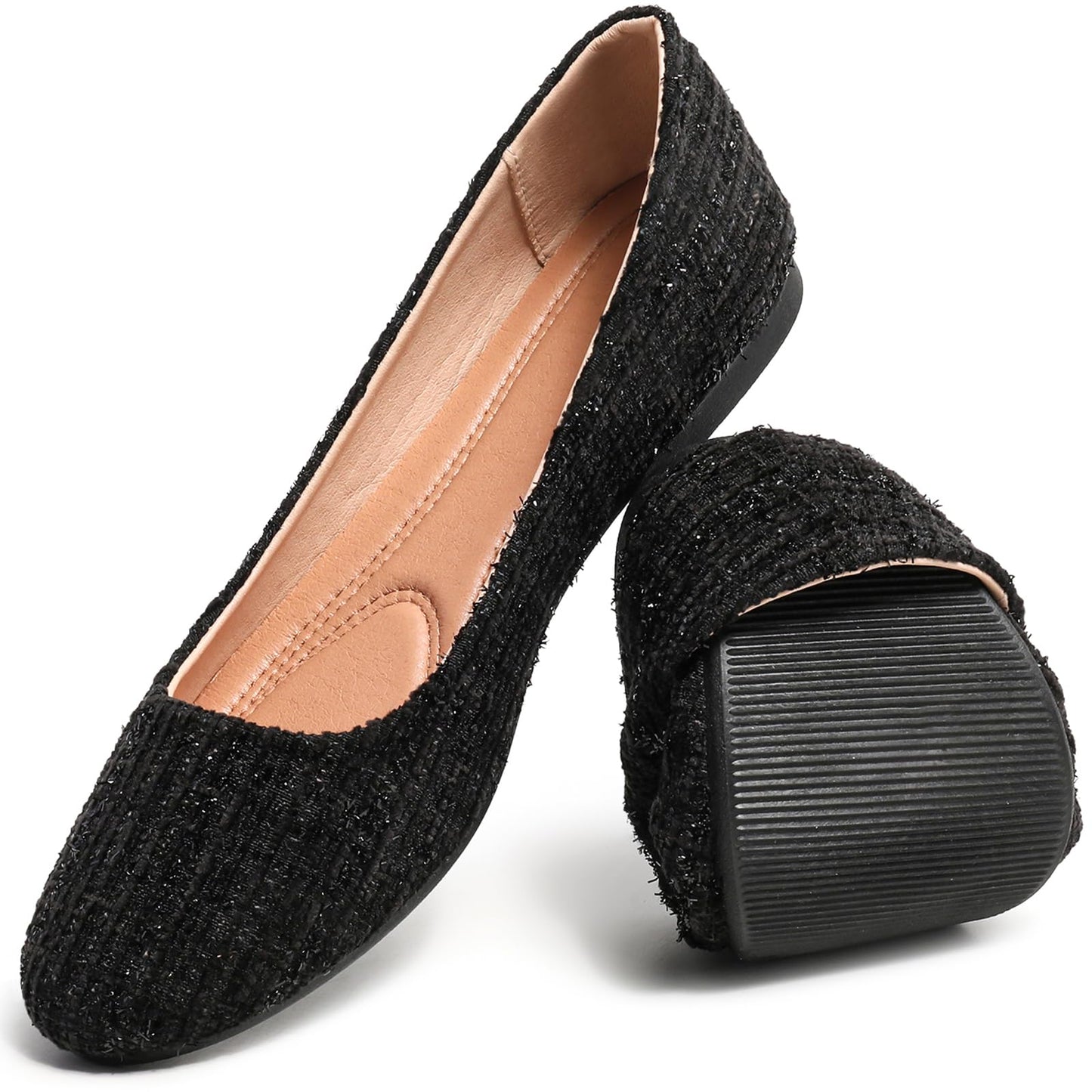 HEAWISH Women’s Round Toe Flats Shoes Ballet Flats Dressy Comfortable White Green Flats for Women