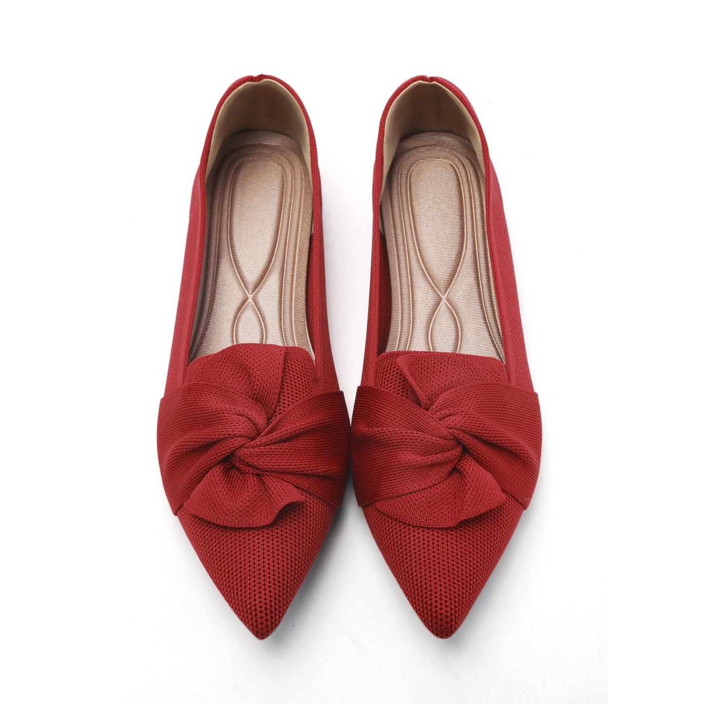 HIULYCENCE Flats for Women Pointed Toe Ballet Flats | Comfortable Knit Breathable Dressy Casual Flats with Bow for Business Work Office Walking Flat Shoes