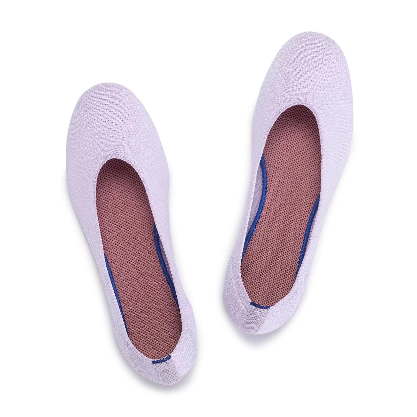 Frank Mully Women’s Ballet Flat Shoes Knit Dress Shoes Round Toe Slip On Ballerina Flats for Woman Low Wedge Comfort Soft