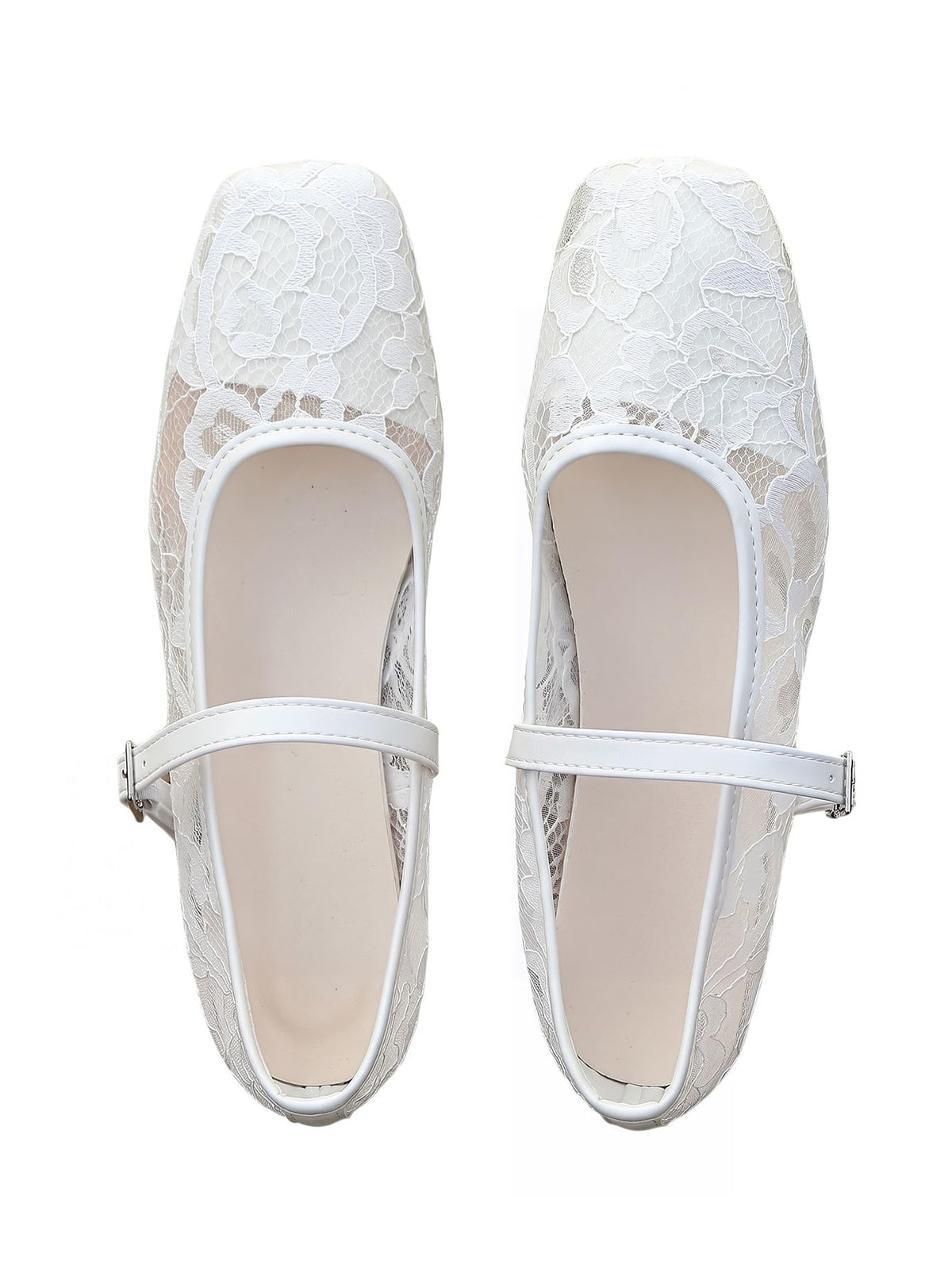 BEAUDRM Women's Polka Dots Mesh Ballet Flats Cute Lace Ballerina Flats | Closed Toe, Square Maryjane Flat, Dressy Casual Work Shoes, Leopard, Lace, Floral, Wedding