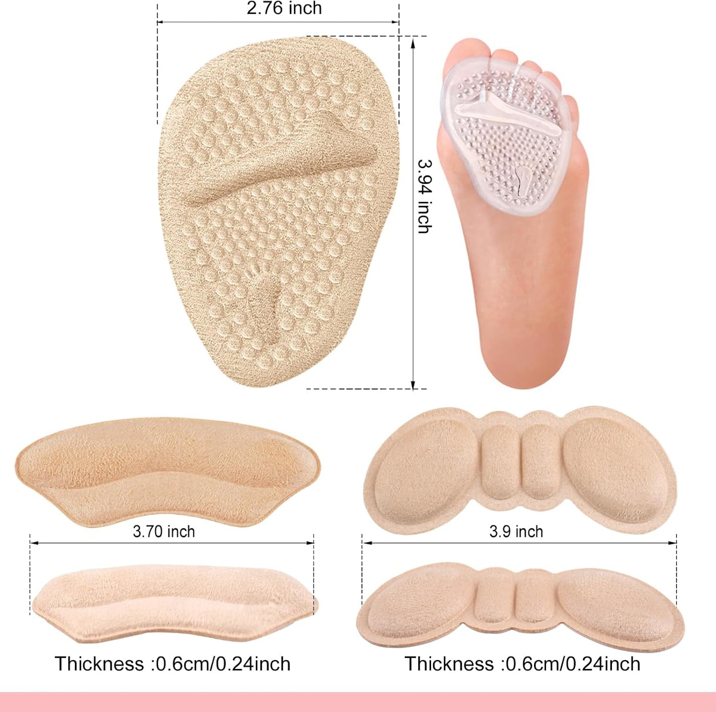 6 Pairs Heel Grips for Women's Shoes, Heel Pads for Shoes, Shoe Cushions for Women High Heel Comfort Pads - Metatarsal Pads Womens, High Heel Inserts & Shoe Inserts for Women