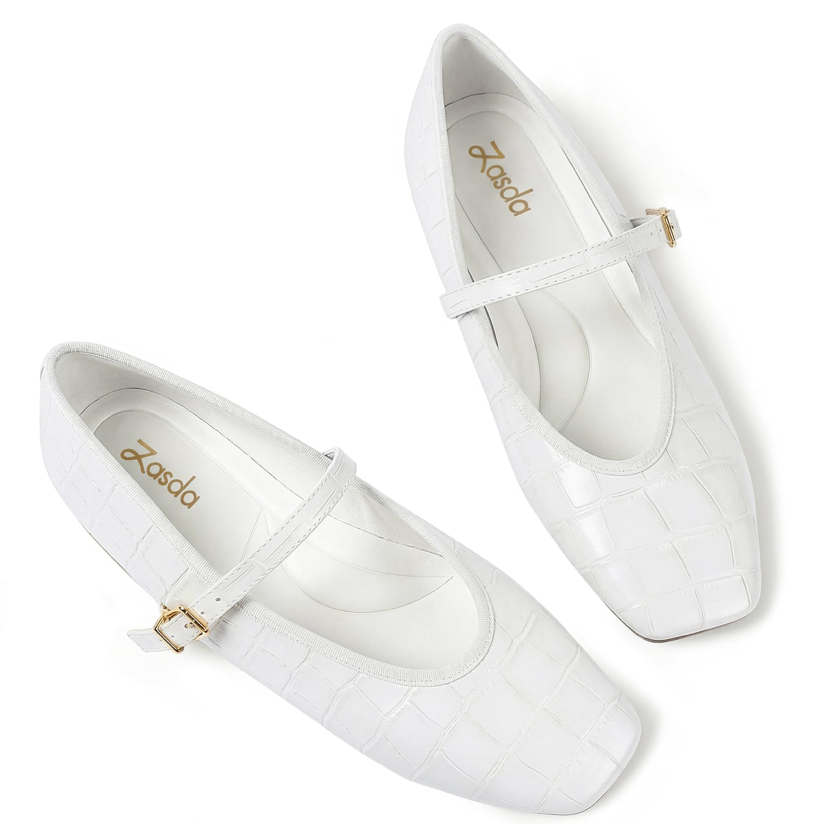 Flats for Women Comfortable Dressy Mary Jane Ballet Flats | Square Toe, Faux Leather, Ankle Strap, Cushioned Insole, Ideal for Work Office Business Dressy Casual Daily Wear