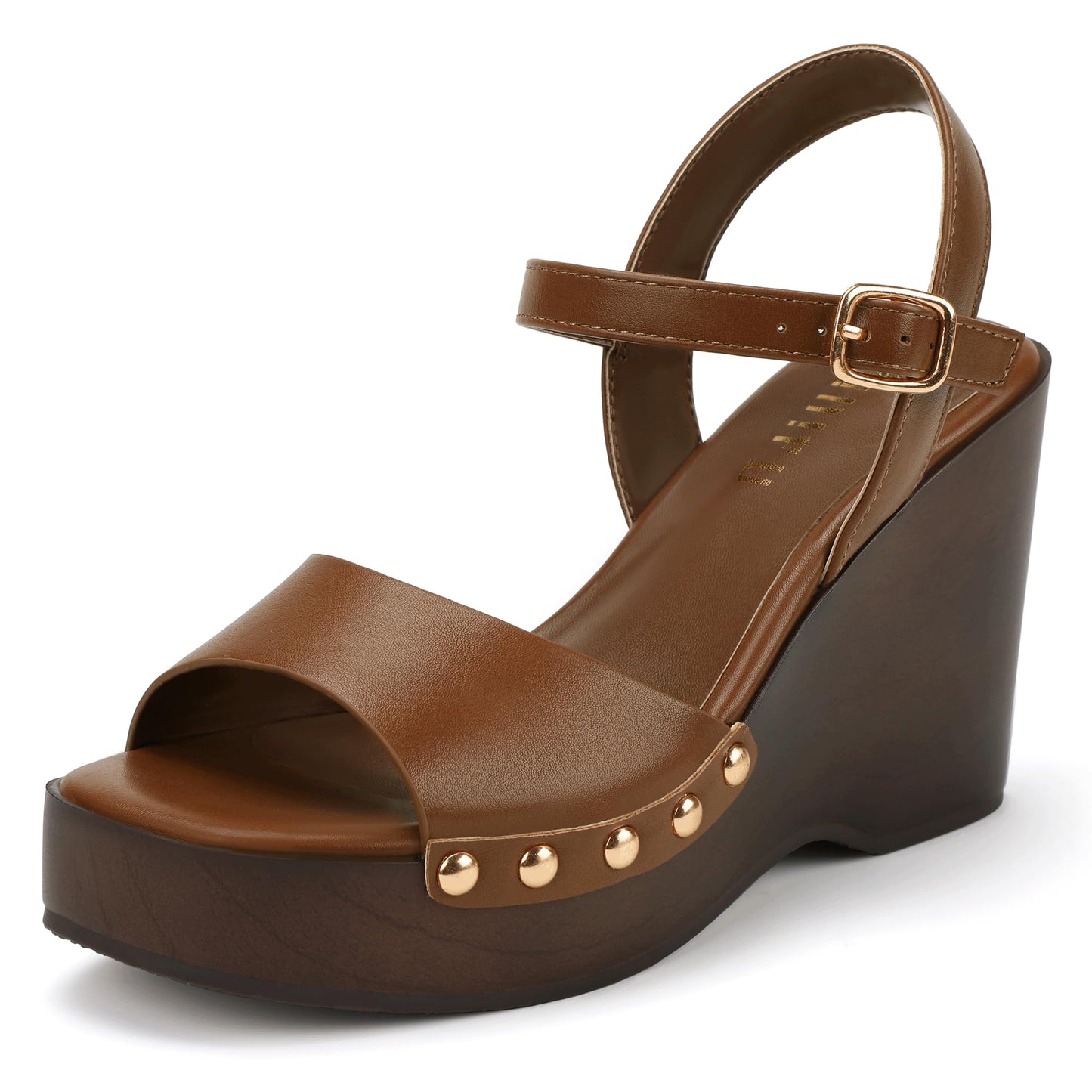 IDIFU IN4 Wedge Sandals for Women Platform Wedge Heels Square Open Toe Dressy Wedges Comfortable Summer Beach Vacation Sandals