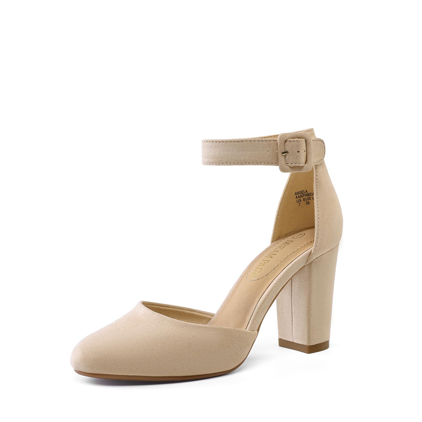 DREAM PAIRS Women's High Heel Chunky Pumps Shoes | Ankle Strap Closed Round Toe Chunky Heels Wedding Pumps Shoes for Women