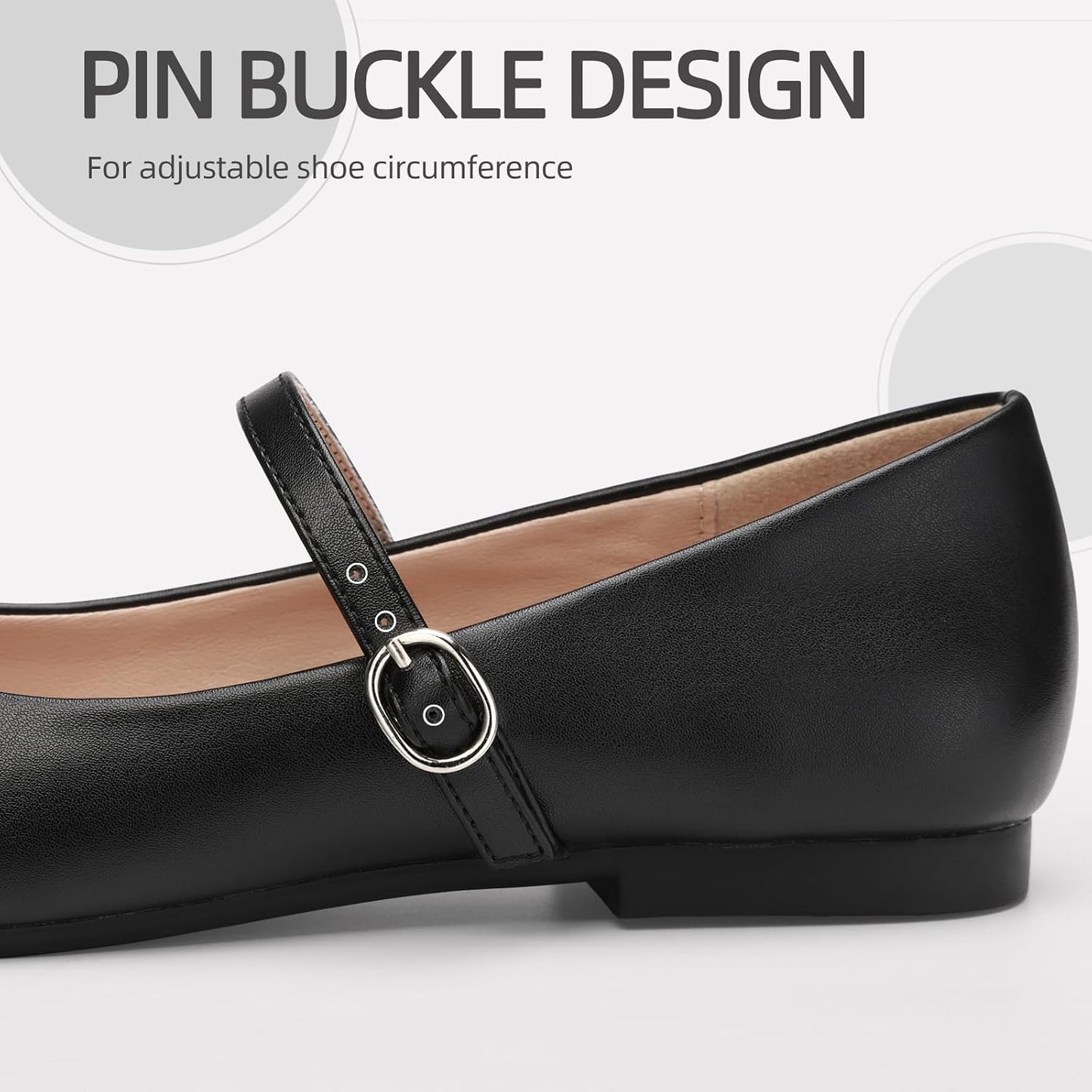Women‘s Mary Jane Shoes, Ballet Flats for Women, Square Toe Shoes for Women | Comfortable Dressy Adjustable Buckle Strap for Work Office business Casual, Memory Foam PU Sole Slip Resistant Wedding Party