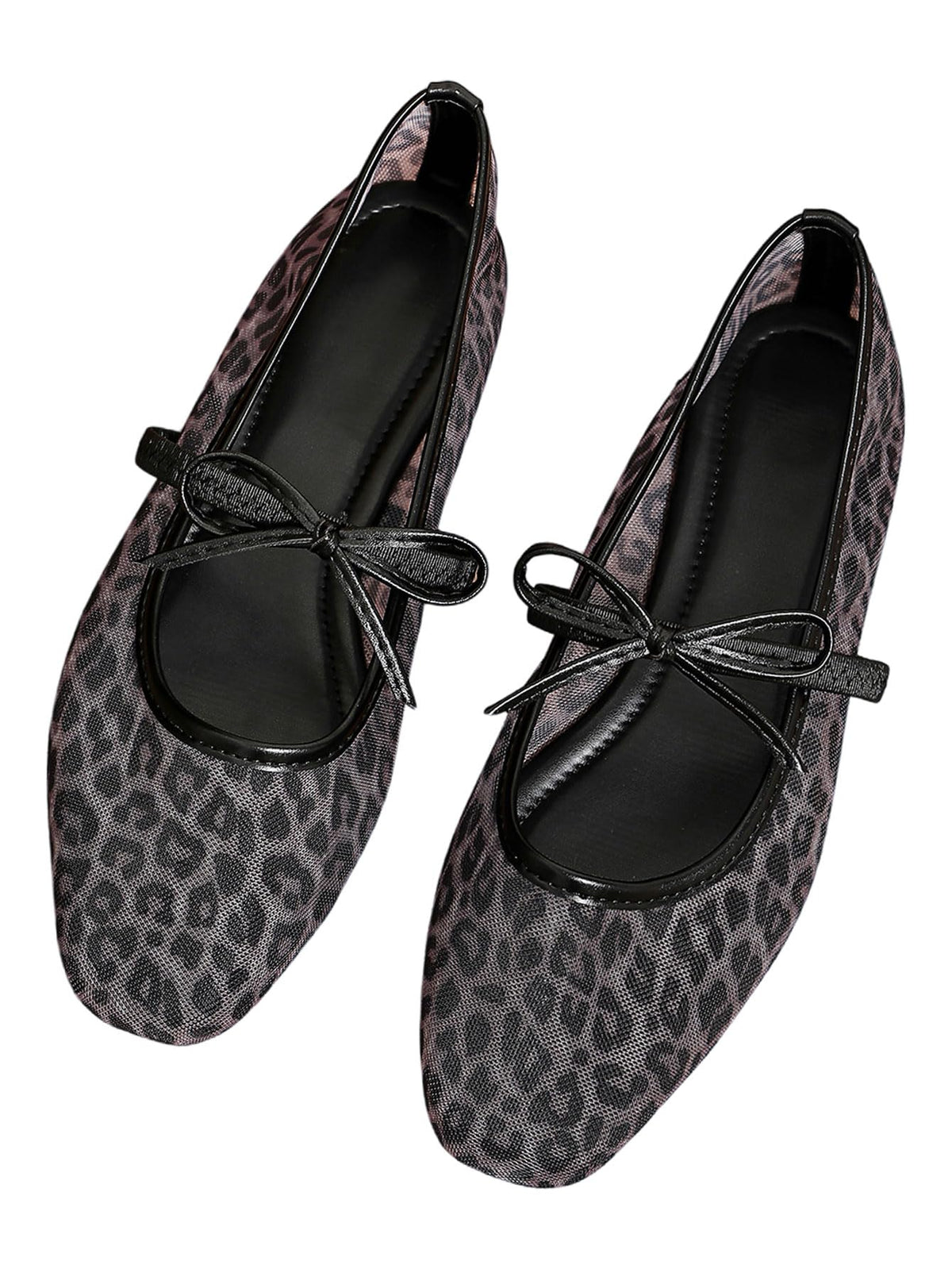BEAUDRM Women's Polka Dots Mesh Ballet Flats Cute Lace Ballerina Flats | Closed Toe, Square Maryjane Flat, Dressy Casual Work Shoes, Leopard, Lace, Floral, Wedding