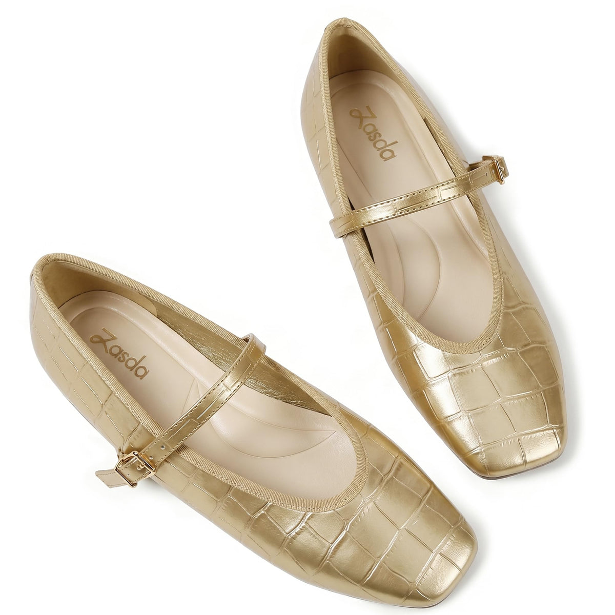 Flats for Women Comfortable Dressy Mary Jane Ballet Flats | Square Toe, Faux Leather, Ankle Strap, Cushioned Insole, Ideal for Work Office Business Dressy Casual Daily Wear