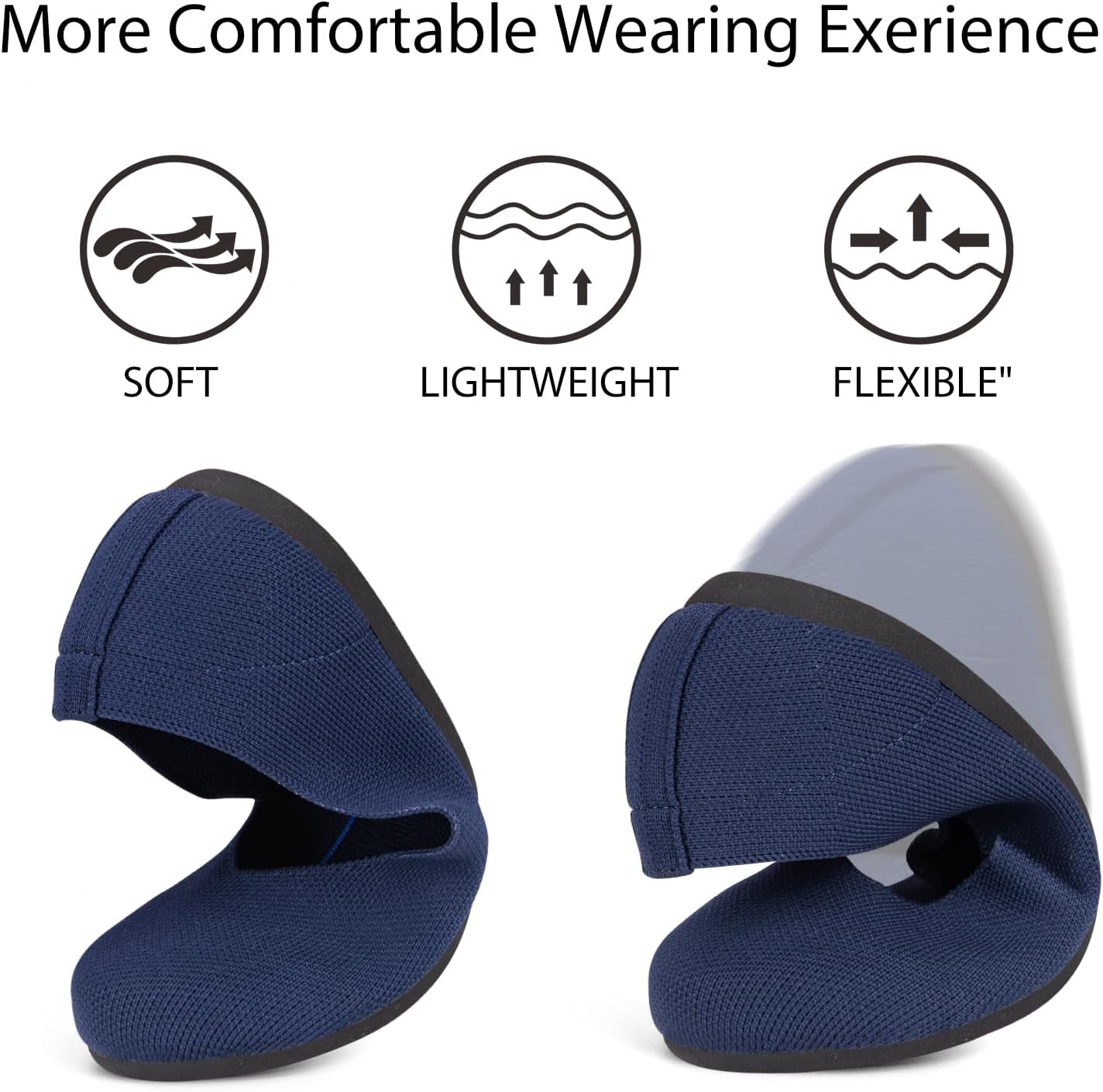 ATHMILE Women's Flat Ballet Shoes Knit Flat Shoes for Women Round Toe | Slip on Women Flats for Dressy Casual Office Work Wedding Comfort Soft