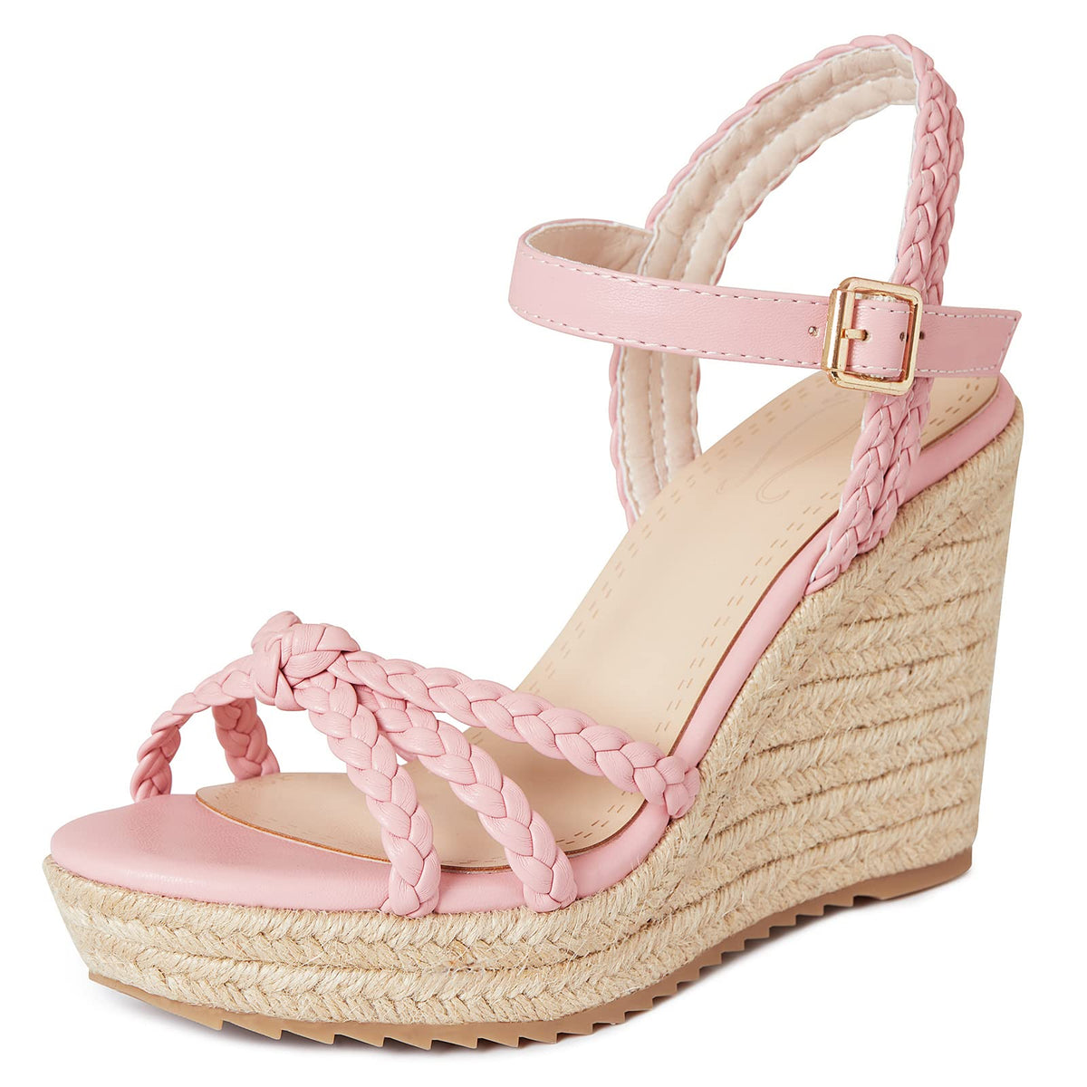 mikarka Womens Wedge Sandals Comfortable: Dressy Platform Espadrille Wedges | Open Toe Summer Heels Shoes, Arch Support for All-Day Wear, Adjustable Ankle Strap, Braided Knot Casual Daily, Vacation
