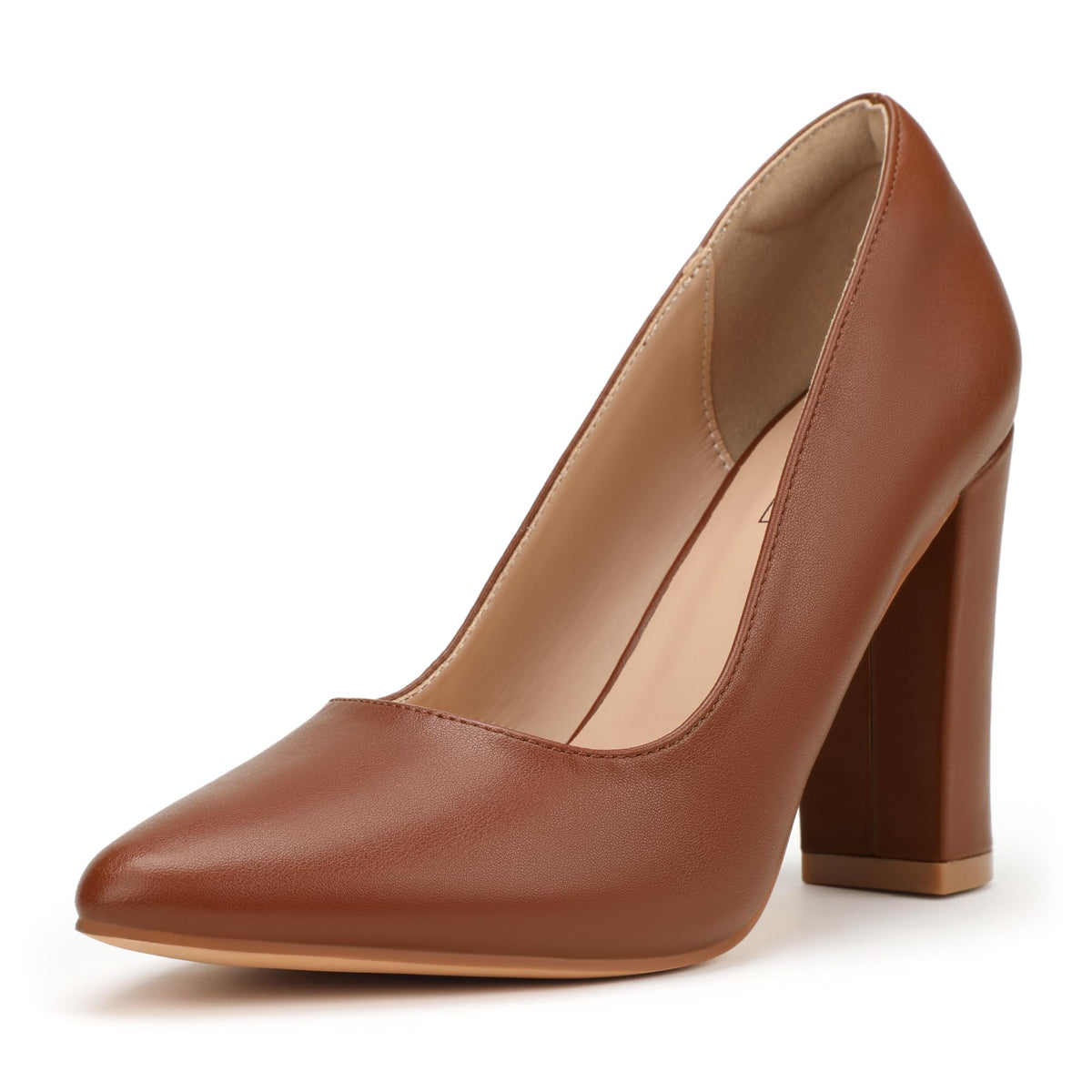 IDIFU Women's IN4 Chunky High Heels Closed Pointed Toe Pumps | Formal Block Heel Office Business Wedding Dress Shoes for Women Ladies